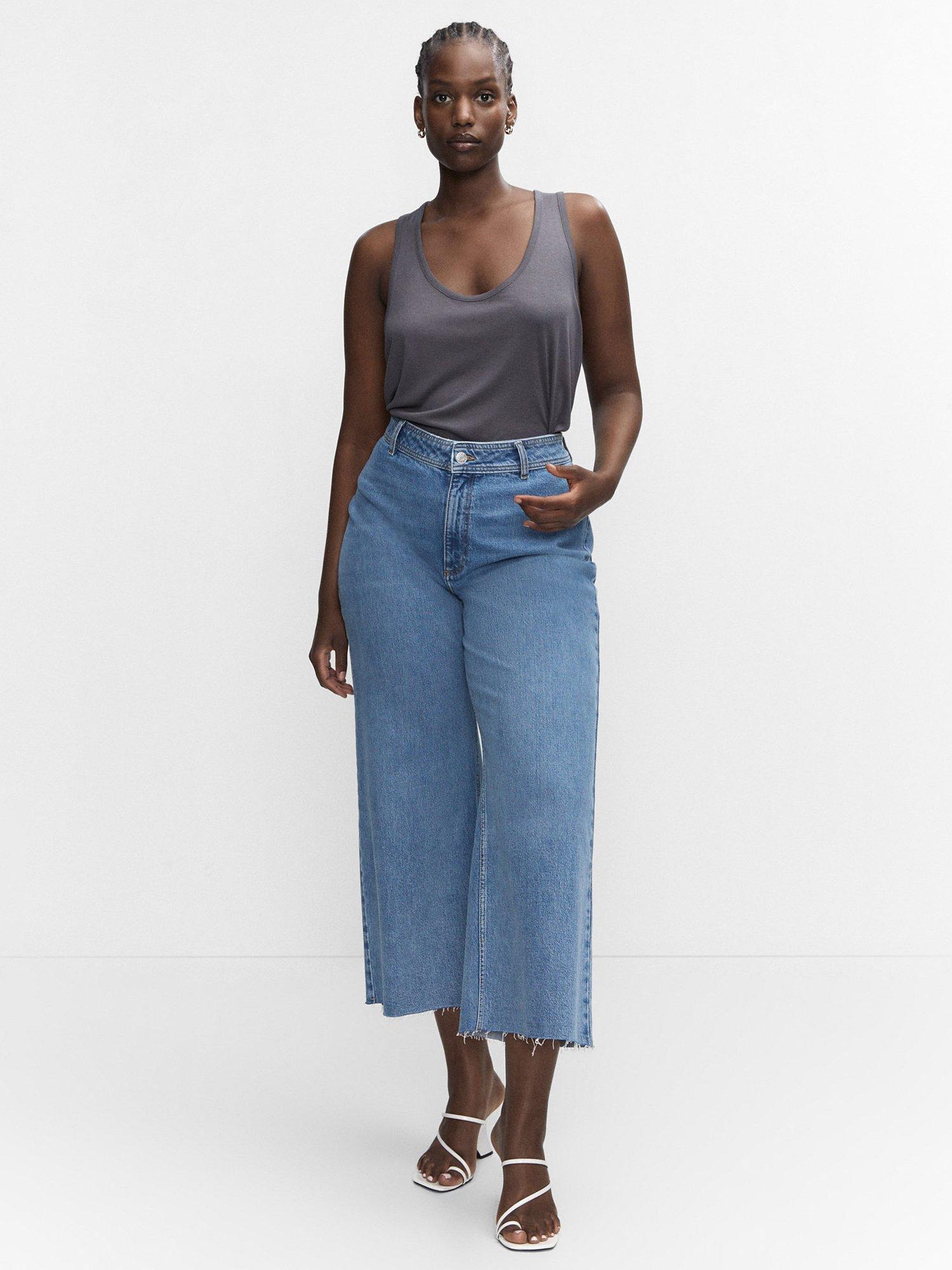 Product image 6 of 7, which shows Mango Catherin Culotte Jeans, Open Blue, 4