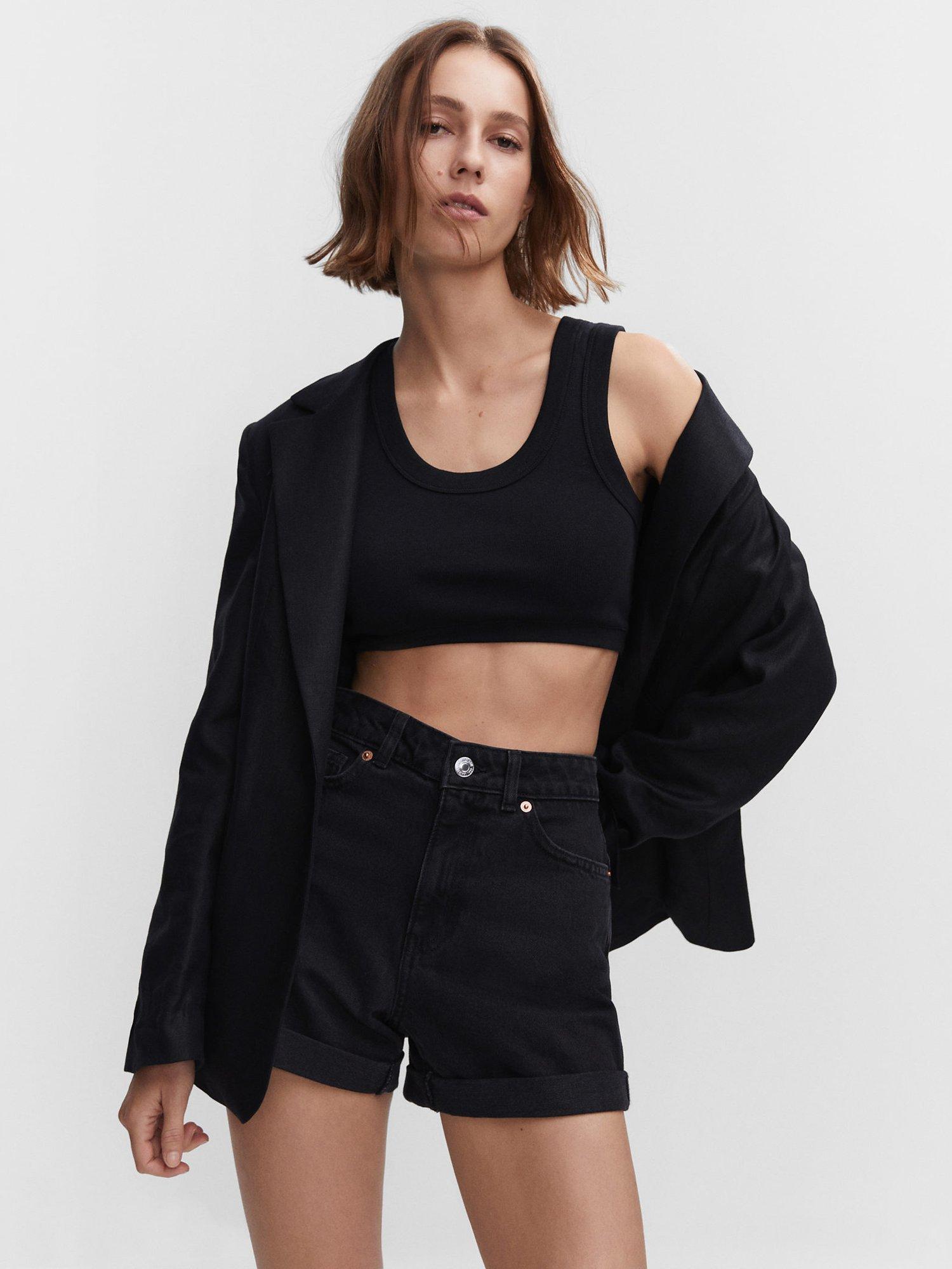 Mango Mom Denim Shorts, Open Grey