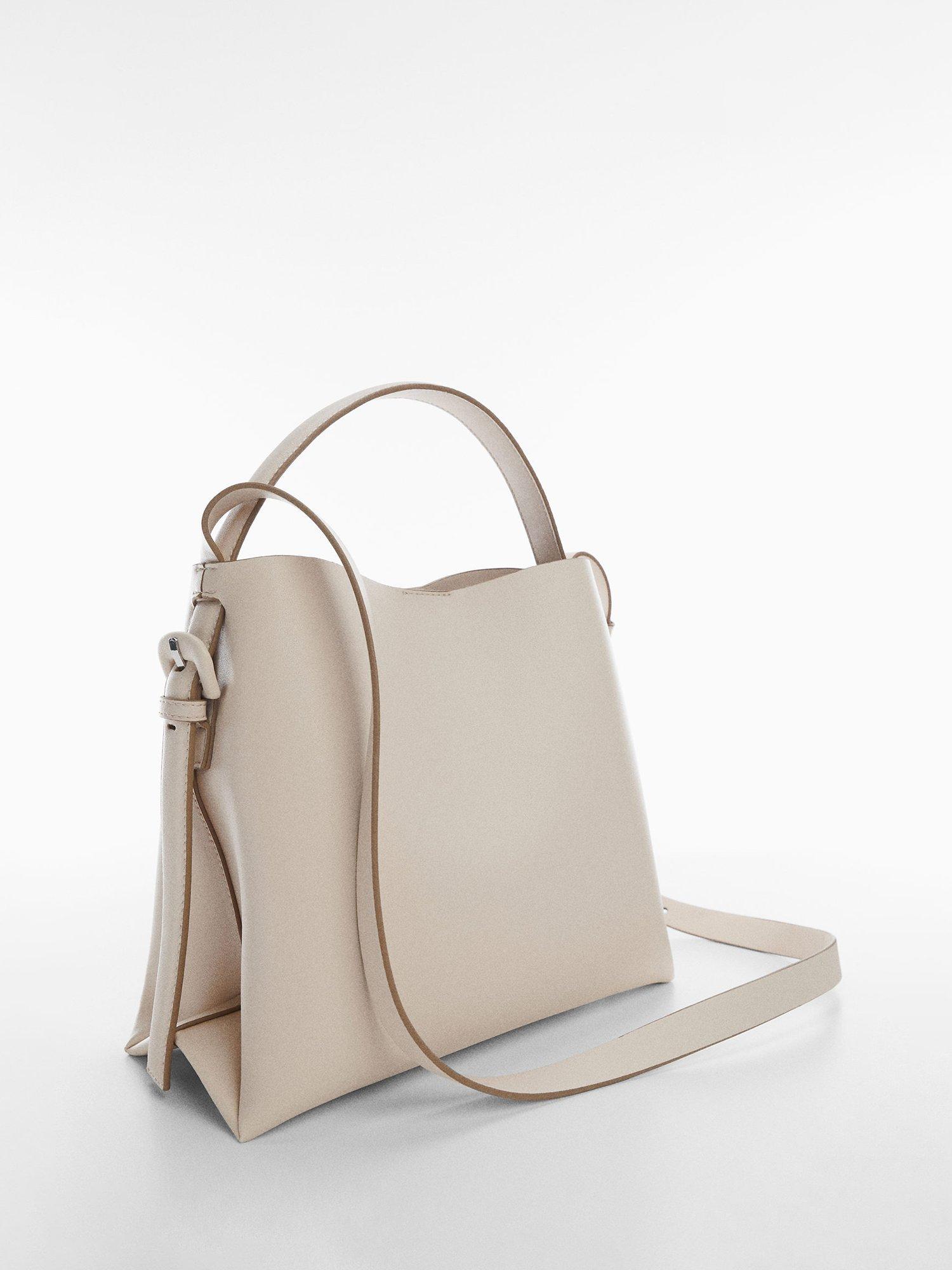 Mango Luciam Shopper Bag With Buckle, Natural White, One Size
