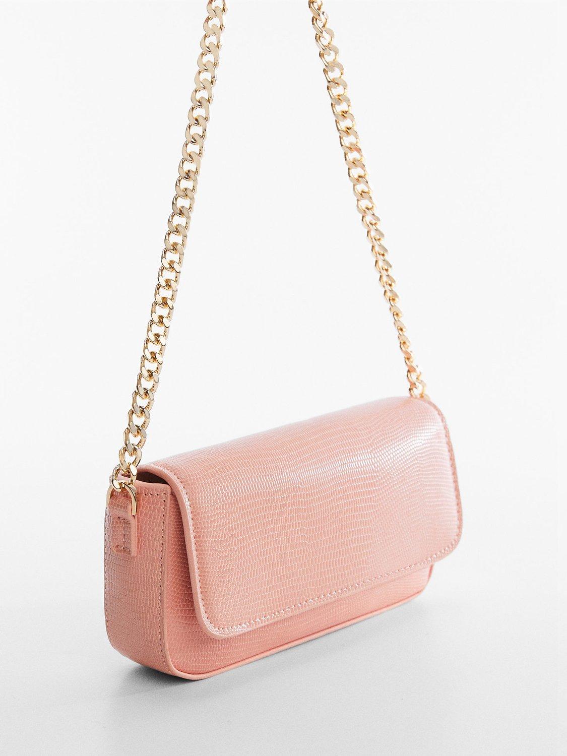 Mango Paola Chain Strap Cross Body Bag, Pastel Orange, Pink