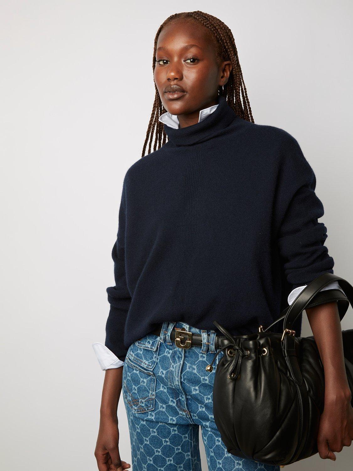 Gerard Darel Livia Cashemere Roll Neck Jumper, Navy