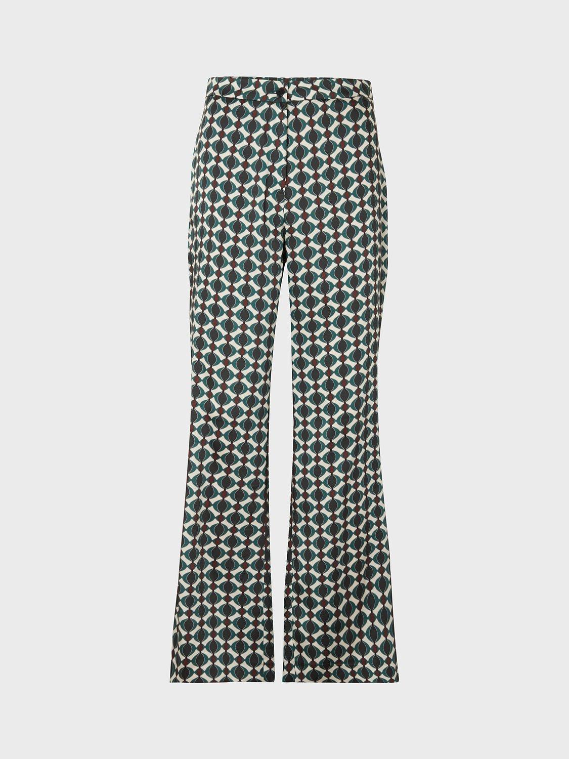 Gerard Darel Erica Geometric Flared Trousers, Green