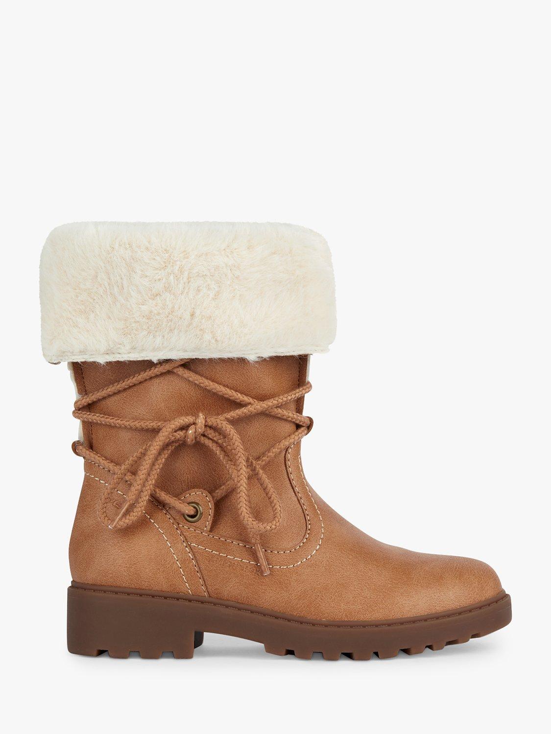 Geox Kids' J Casey ABX Waterproof Faux Leather Boots, Camel