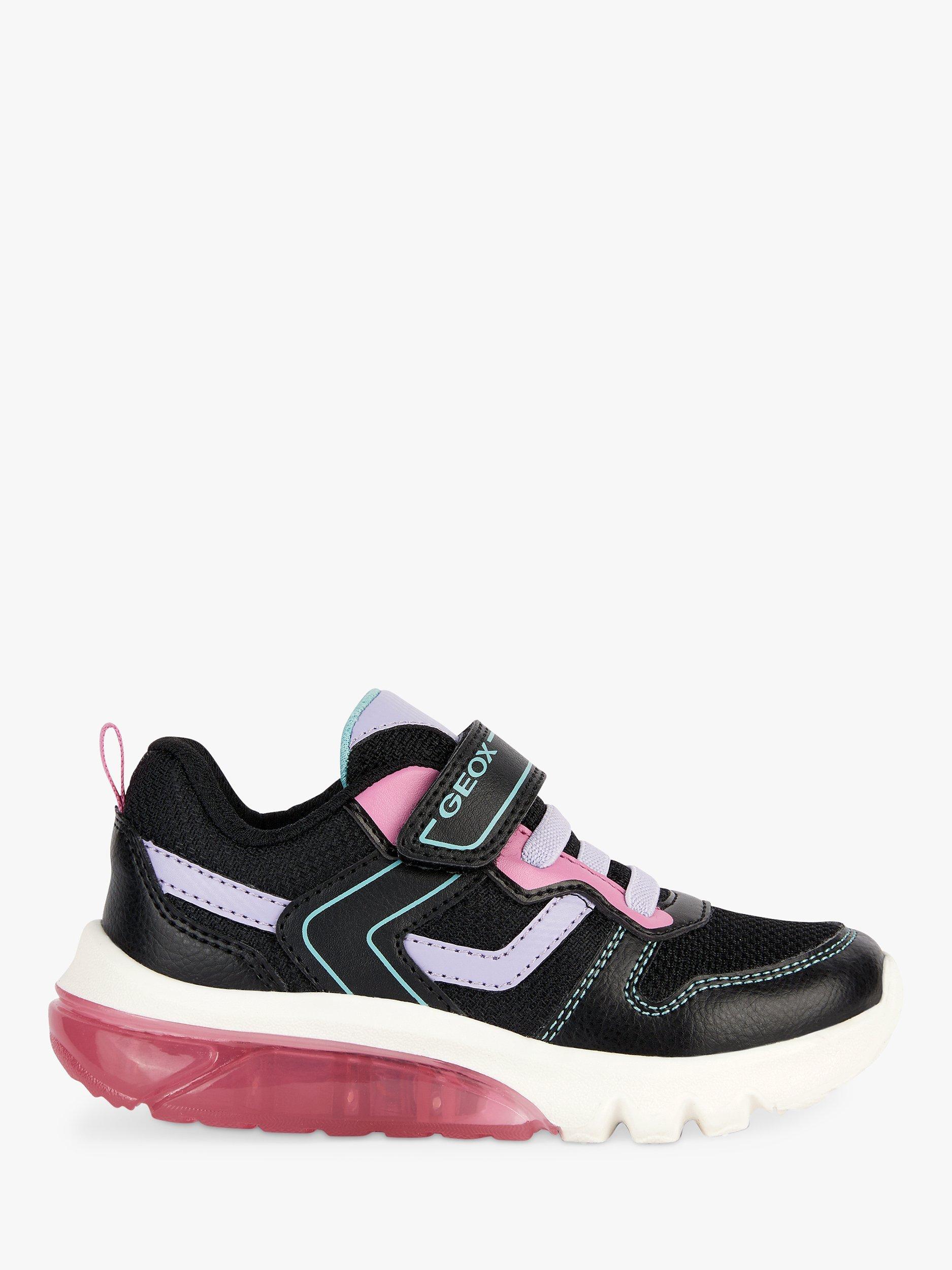 Geox Kids' Ciberdron Light Up Trainers, Black/Fuchsia