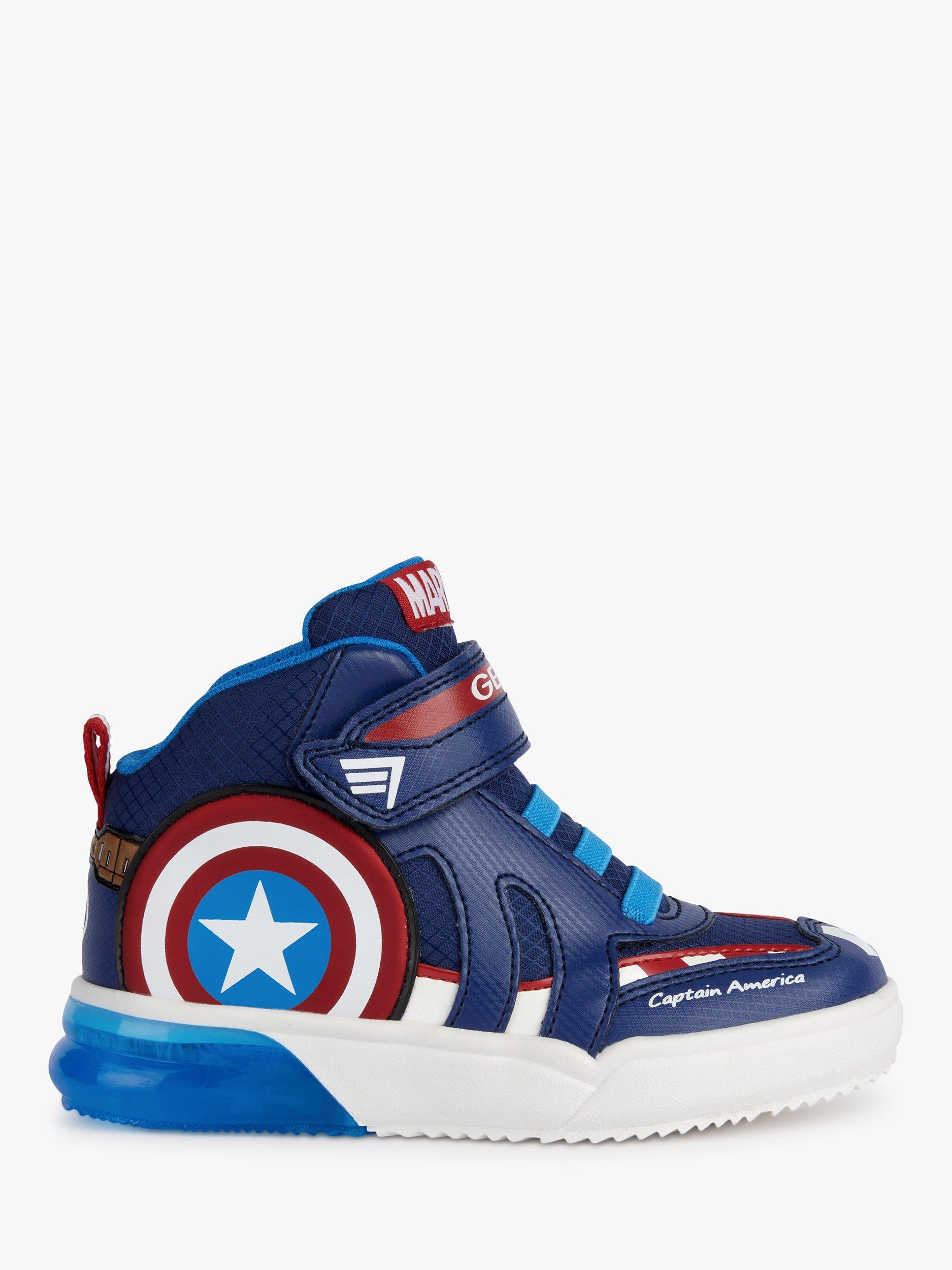 Geox Kids' Grayjay Marvel Captain America High Top Light-Up Trainers