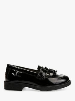 Geox Kids' Agata Slip On Leather Loafers, Black, Black