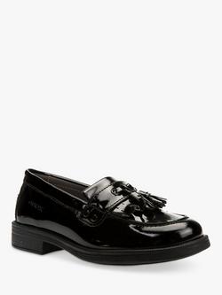 Geox Kids' Agata Slip On Leather Loafers, Black - view 2, Black