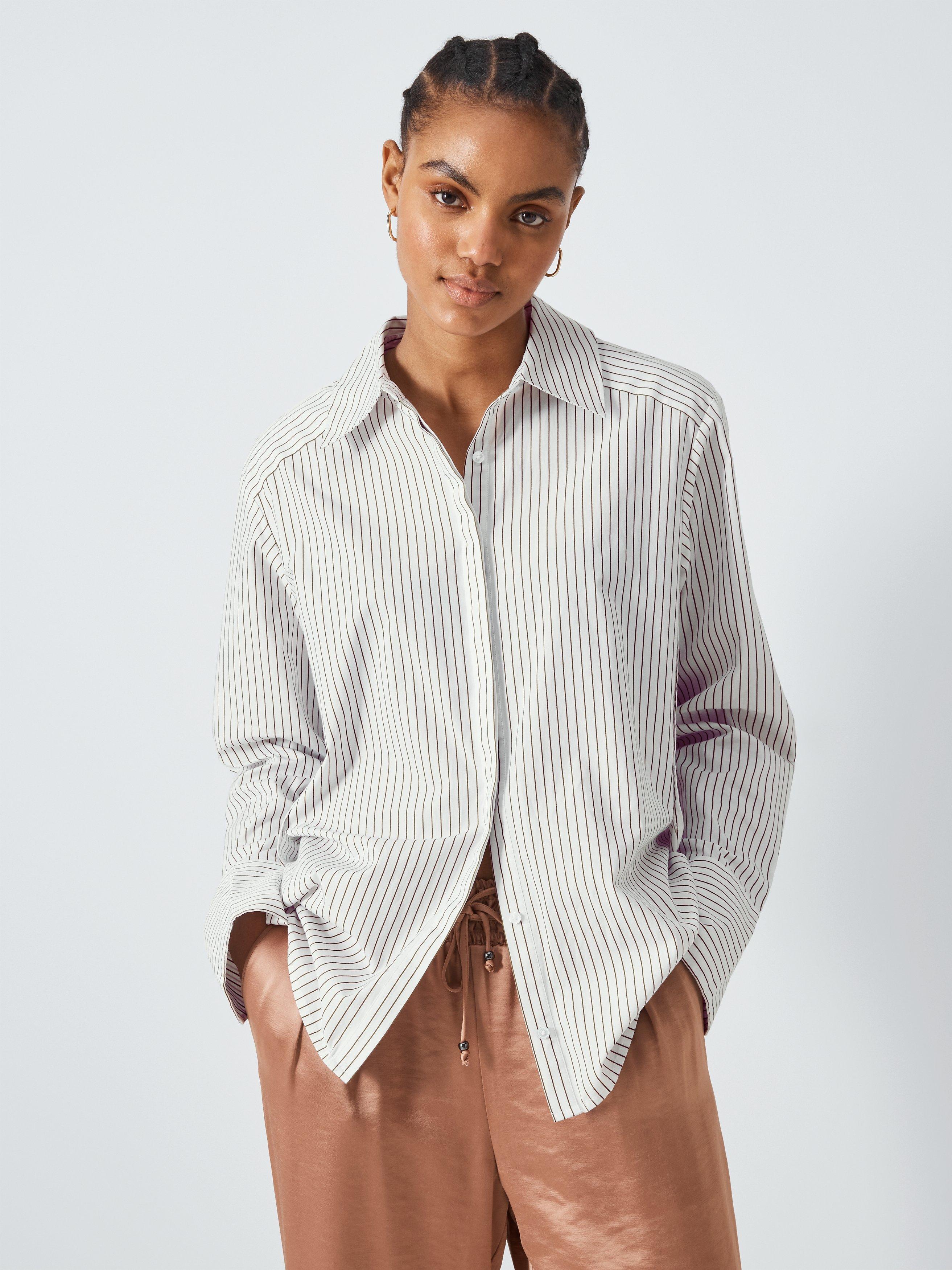 PAIGE Clemence Stripe Shirt, White/Army