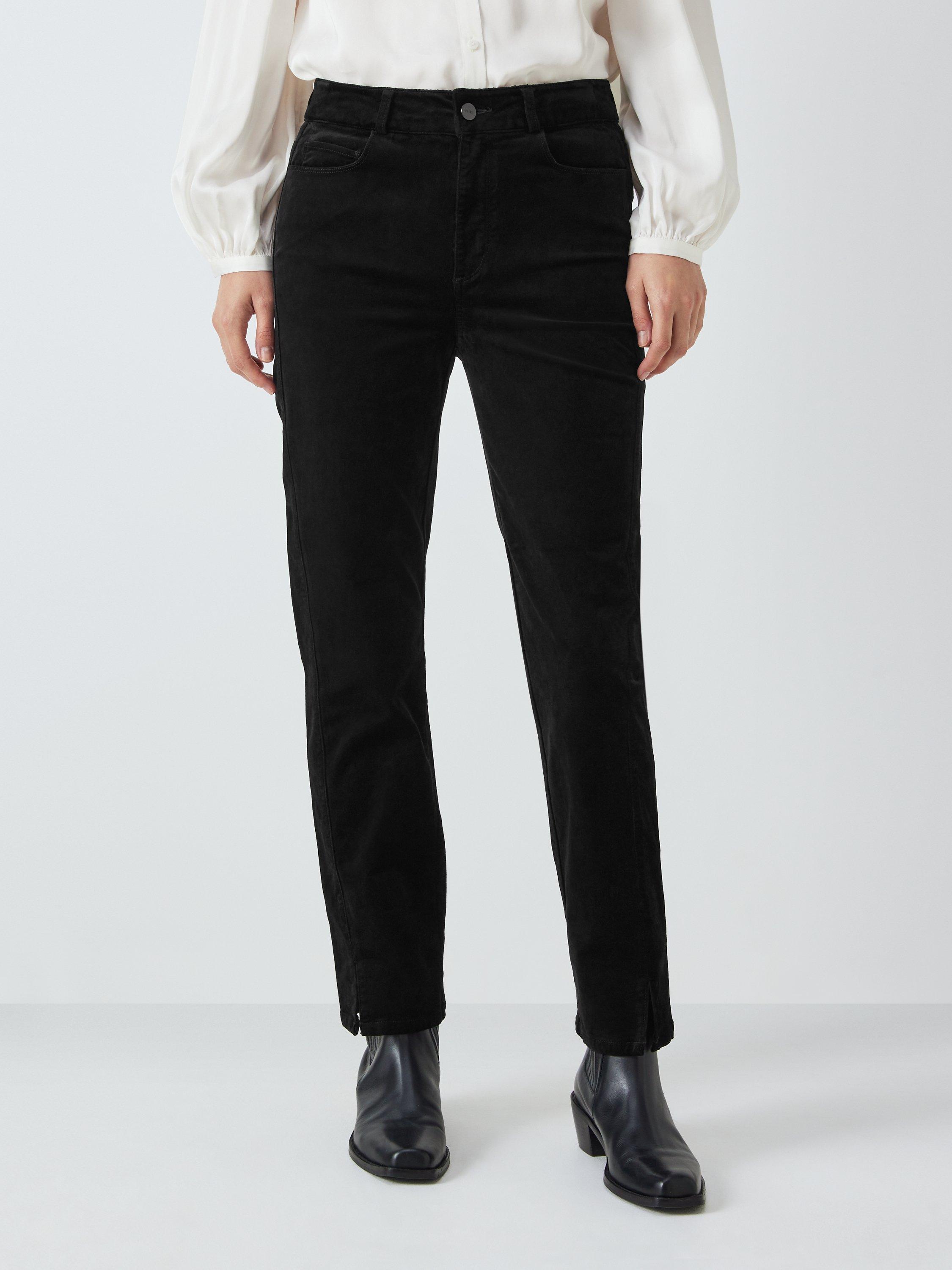PAIGE Cindy High Rise Straight Leg Velvet Jeans, Black