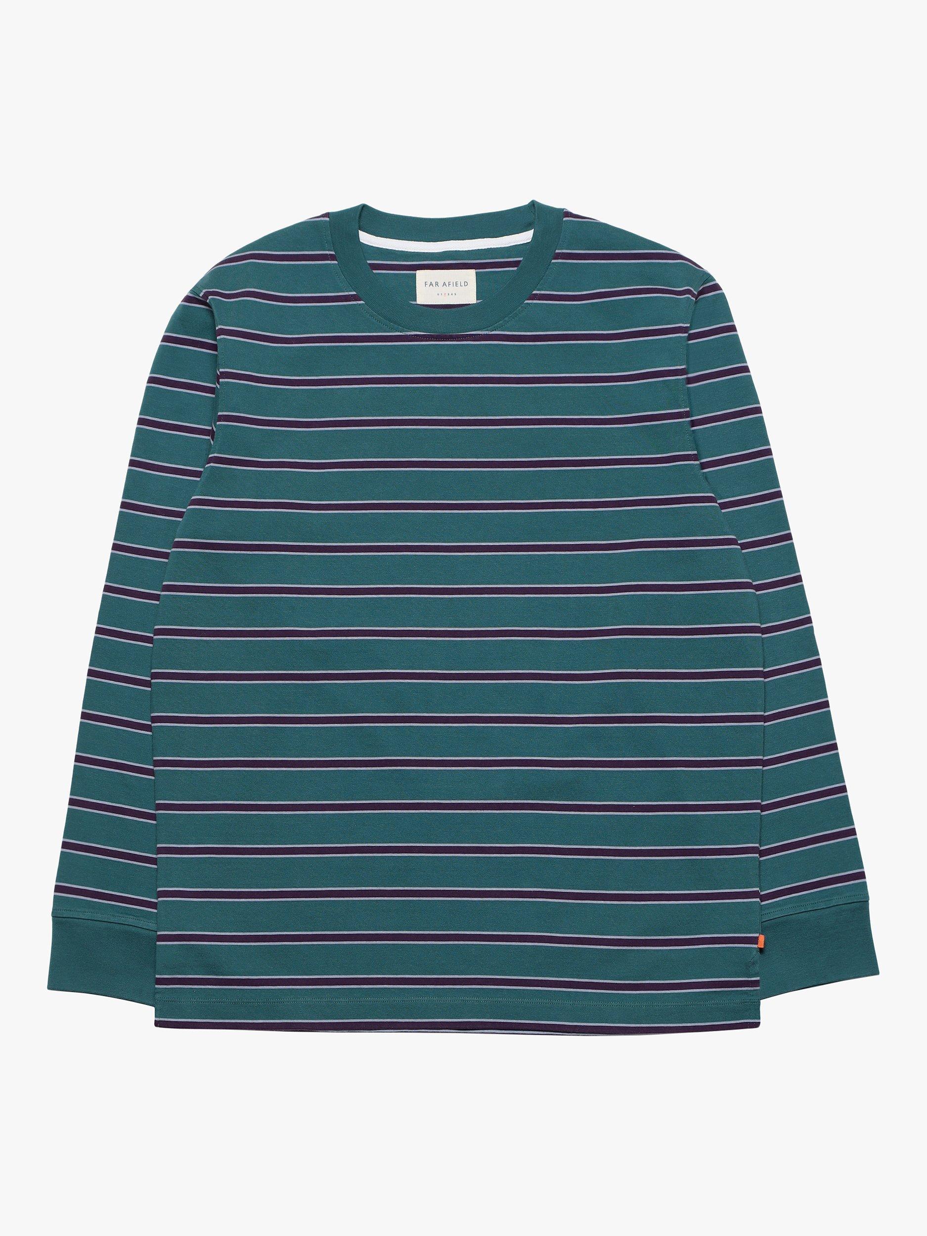 Far Afield Breton Crew Long Sleeve T-Shirt, Teal/Multi