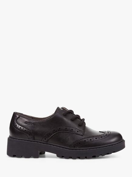 Geox Kids' Casey Lace Up Brogue School Shoes, Black, Black