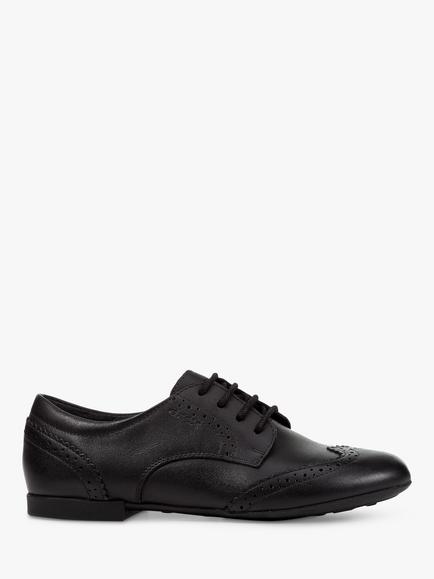 Geox Kids' Plie Brogue School Shoes, Black, Black