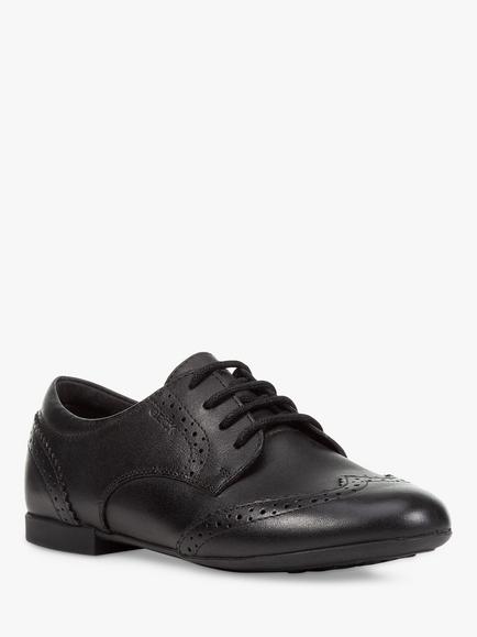 Geox Kids' Plie Brogue School Shoes, Black - view 2, Black