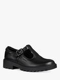 Geox Kids' Casey T-Bar School Shoes, Black