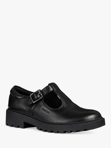 Geox Kids' Casey T-Bar School Shoes, Black - view 2, Black