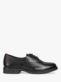 Geox Kids' Agata Leather Brogue School Shoes, Black, Black