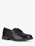 Geox Kids' Agata Leather Brogue School Shoes, Black