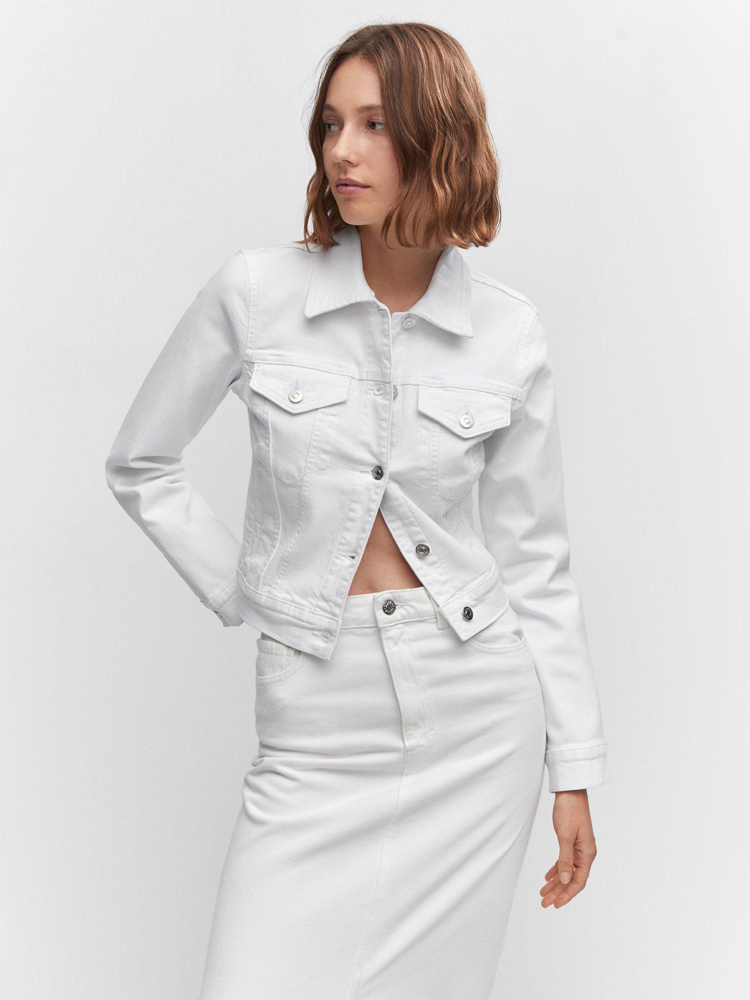 Mango Vicky Denim Jacket, White