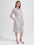 Hobbs Cali Abstract Spot Shirt Dress, Ivory/Deep Blue