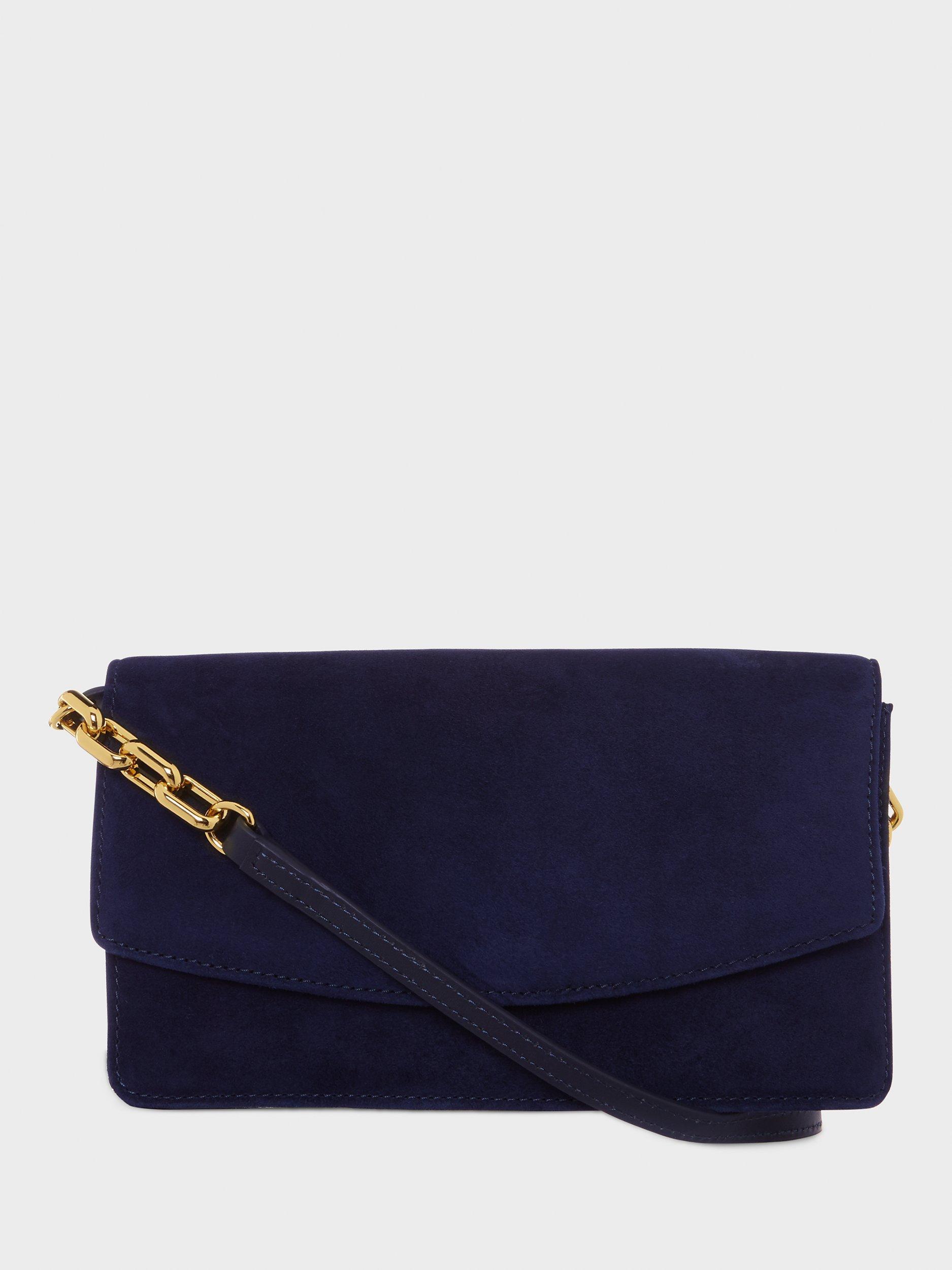 Hobbs Kensington Suede Clutch Bag, Midnight, One Size