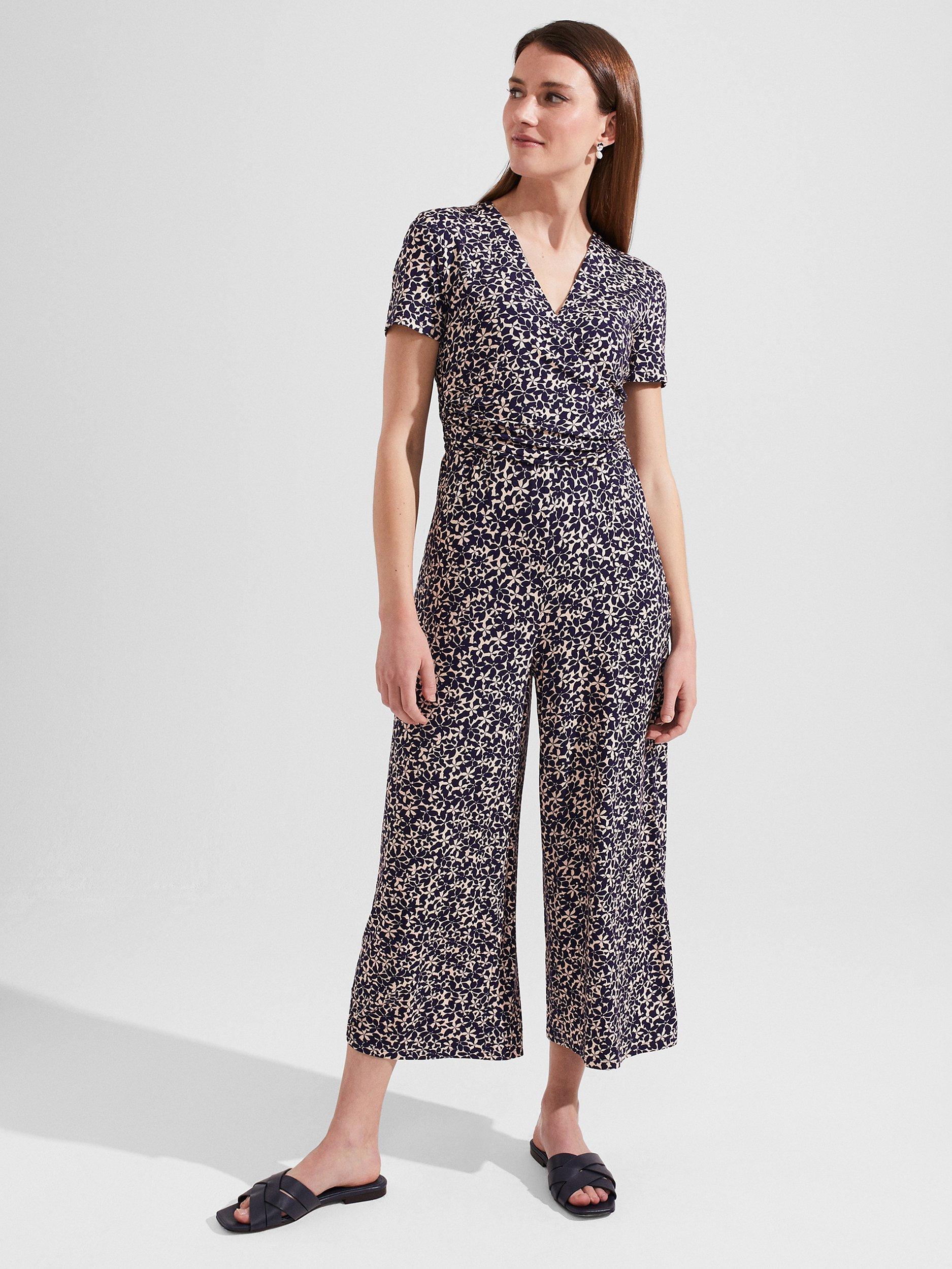 Hobbs Dina Wrap Jumpsuit, Navy/Cream