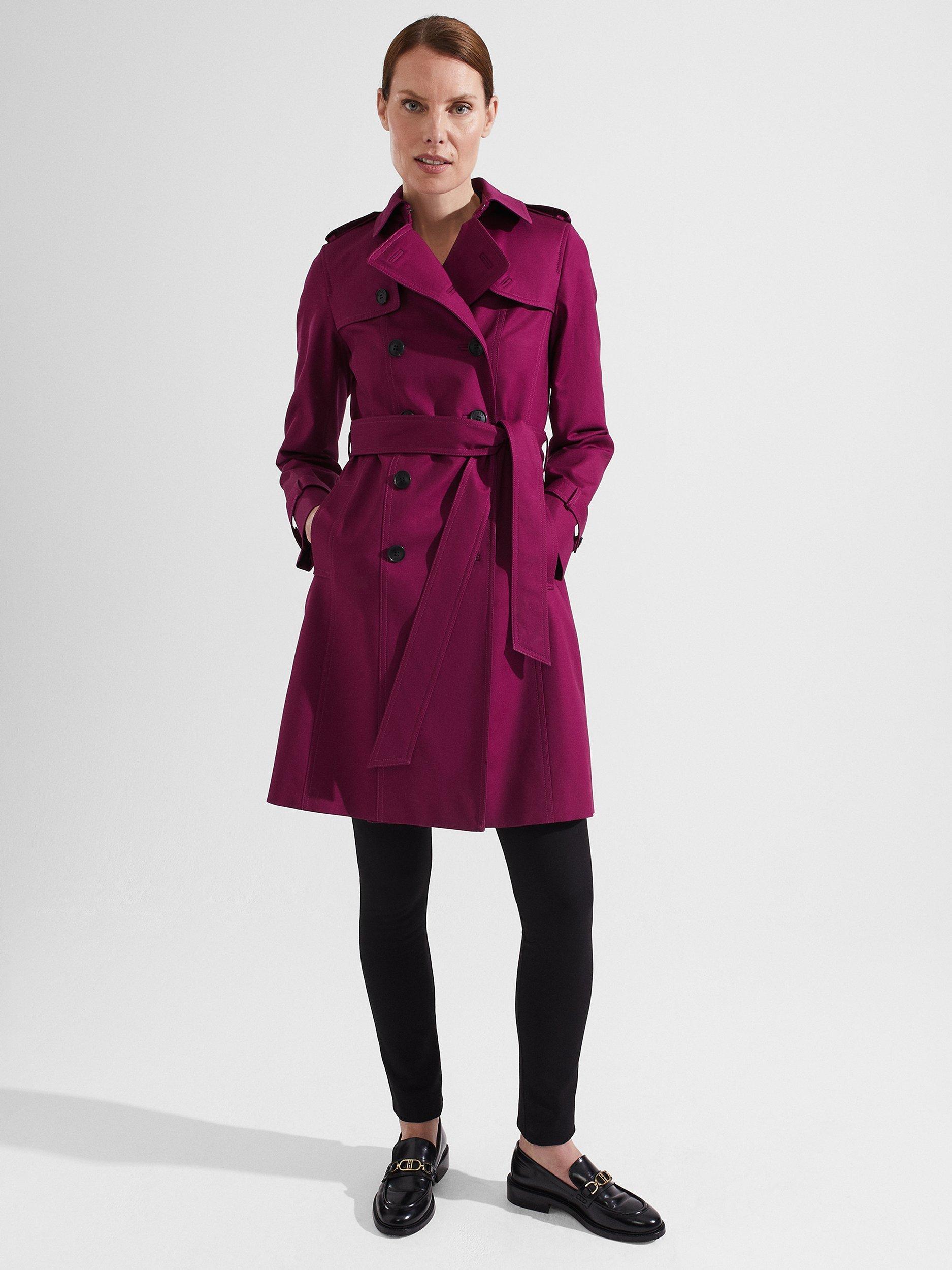 Hobbs Saskia Double Breasted Trench Coat Warm Plum