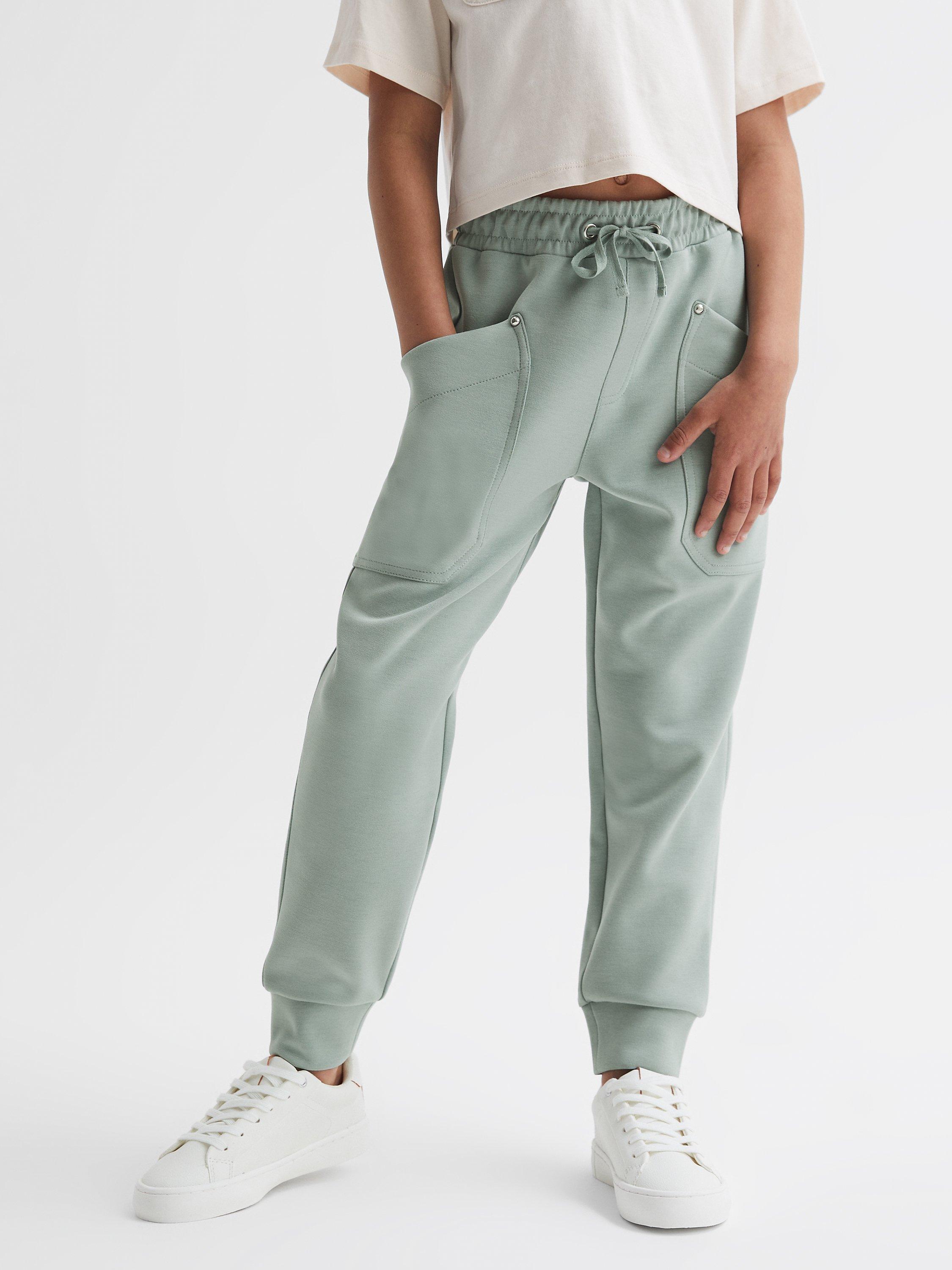 Reiss Kids' Tila Jersey Bottoms, Sage