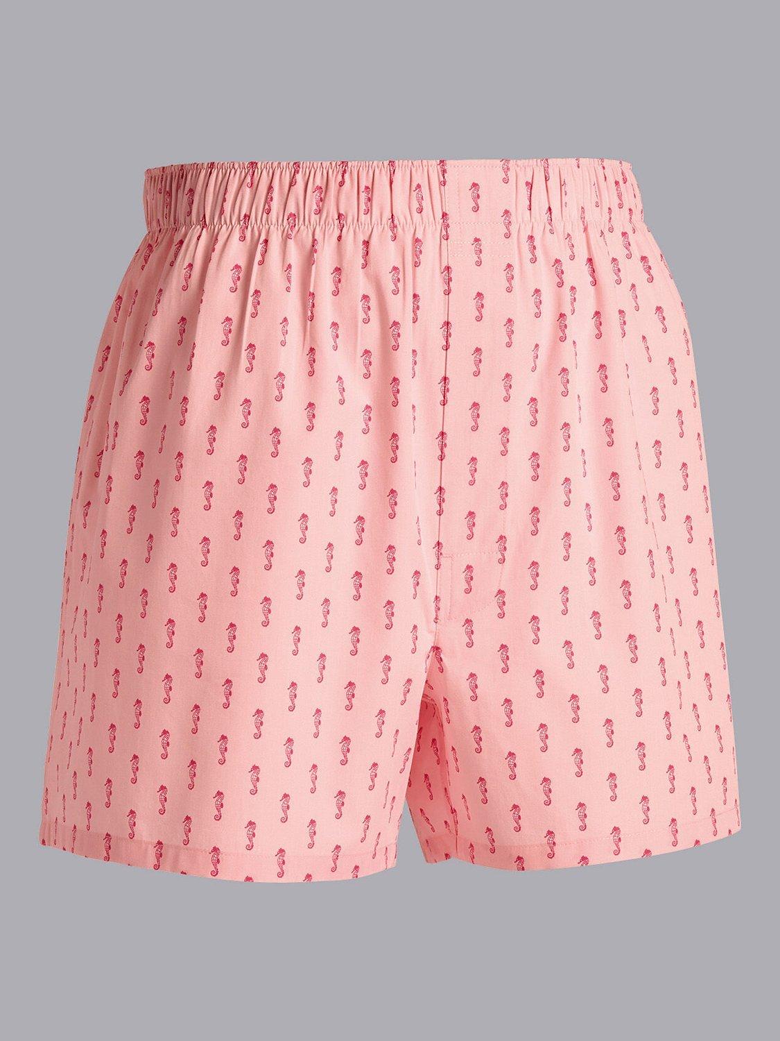 Charles Tyrwhitt Pink Seahorse Motif Cotton Boxers, Pink
