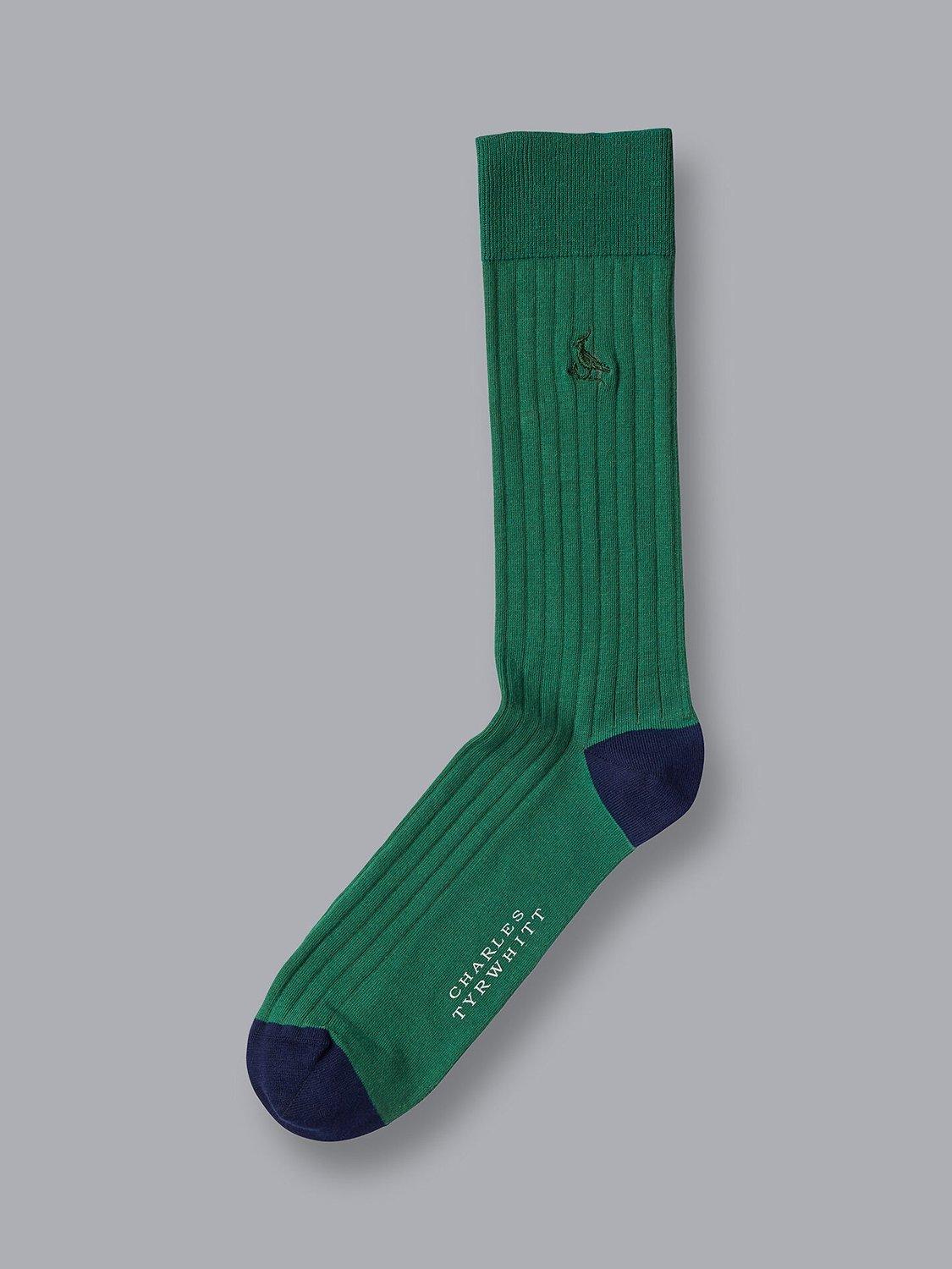 Charles Tyrwhitt Dark Green Cotton Rib Socks
