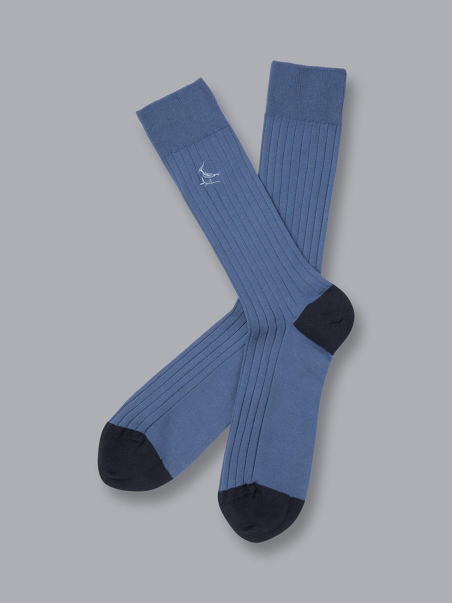 Charles Tyrwhitt Indigo Blue Cotton Rib Socks, Indigo Blue, M