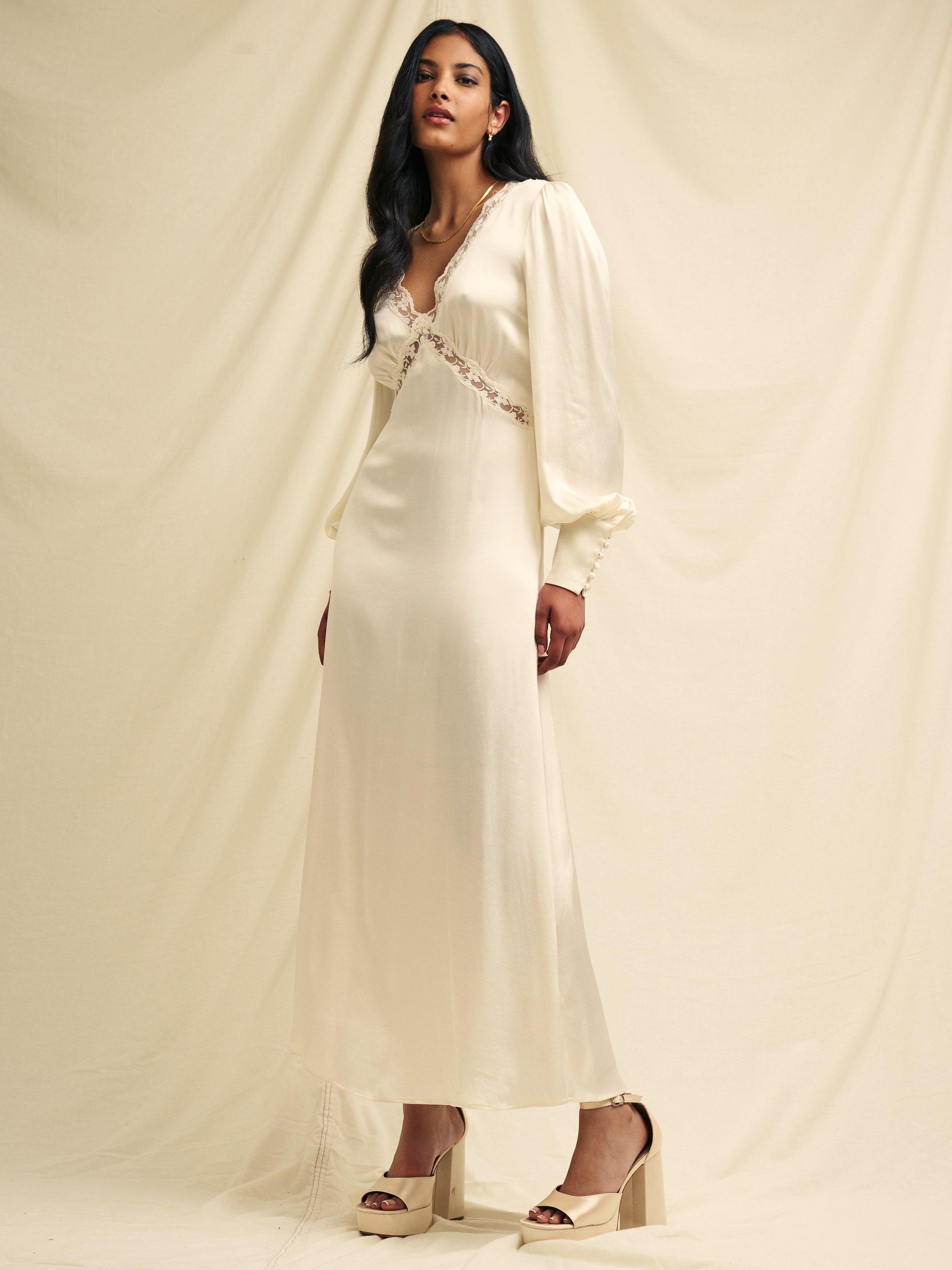 Nobody's Child Nessy Lace Trim Maxi Dress, Cream
