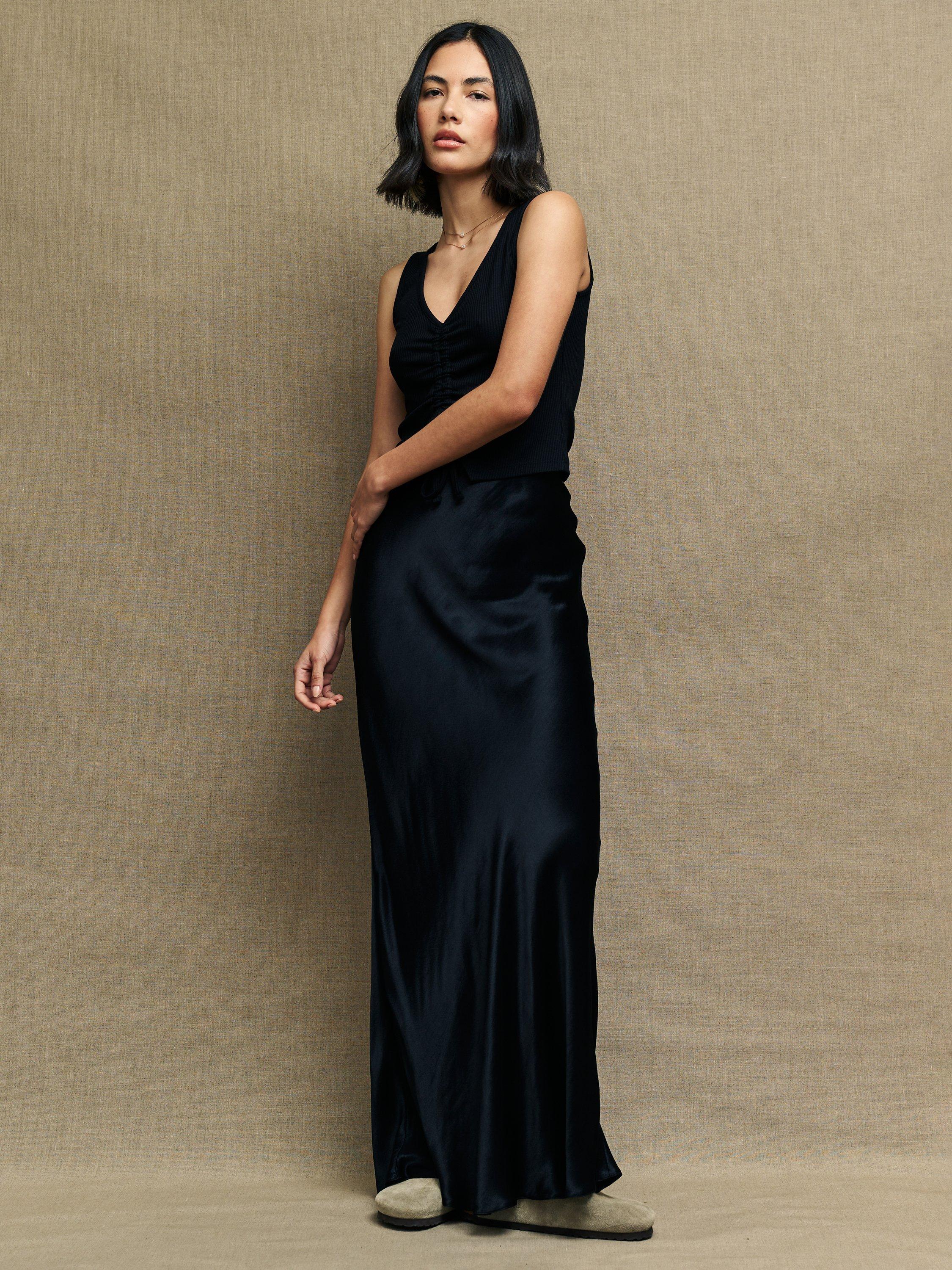 Nobody's Child Mila Plain Slip Maxi Skirt, Black