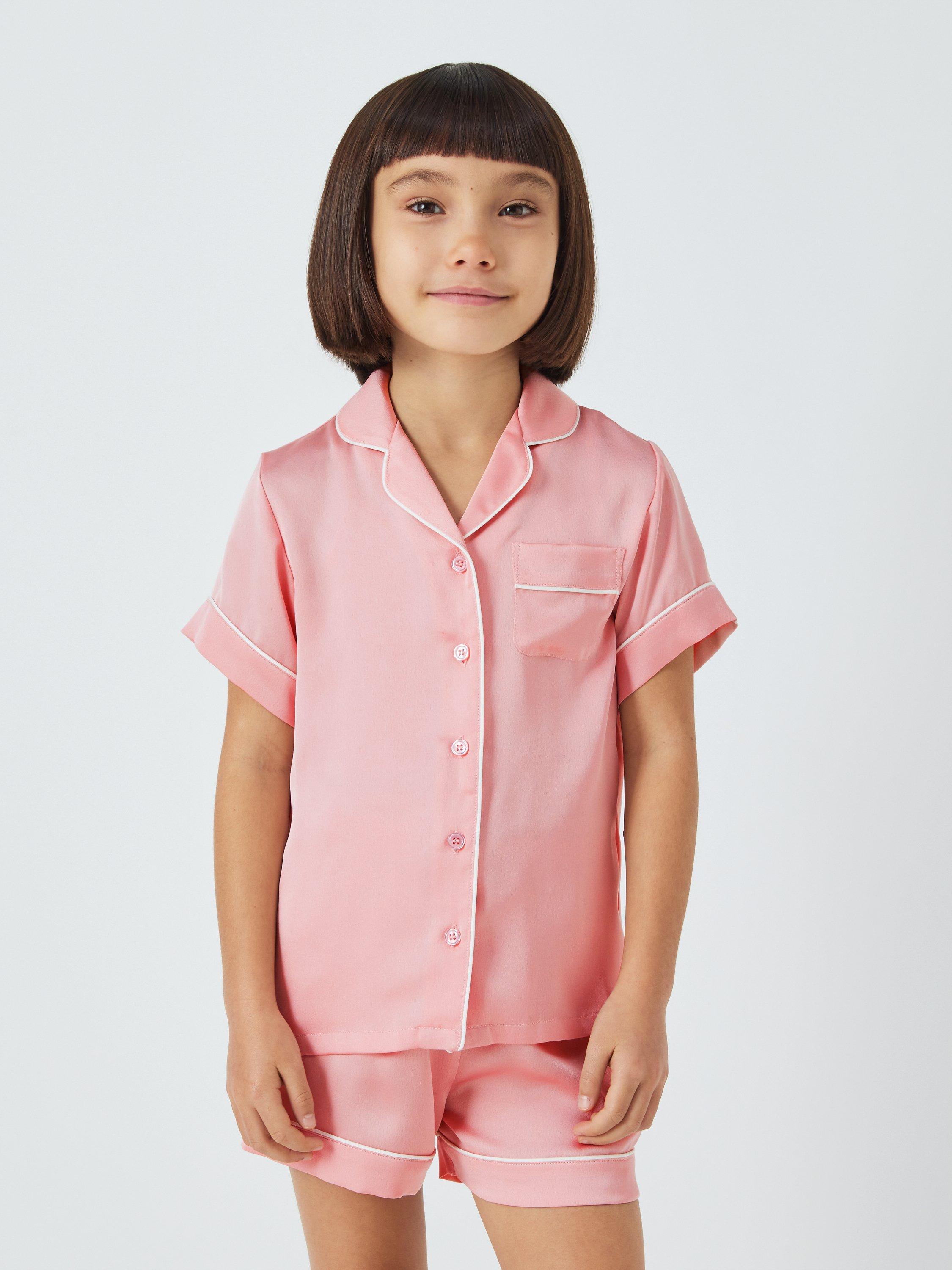 John Lewis Kids Satin Shortie Pyjamas Pink