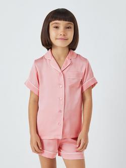 John Lewis Kids' Satin Shortie Pyjamas, Pink, Pink