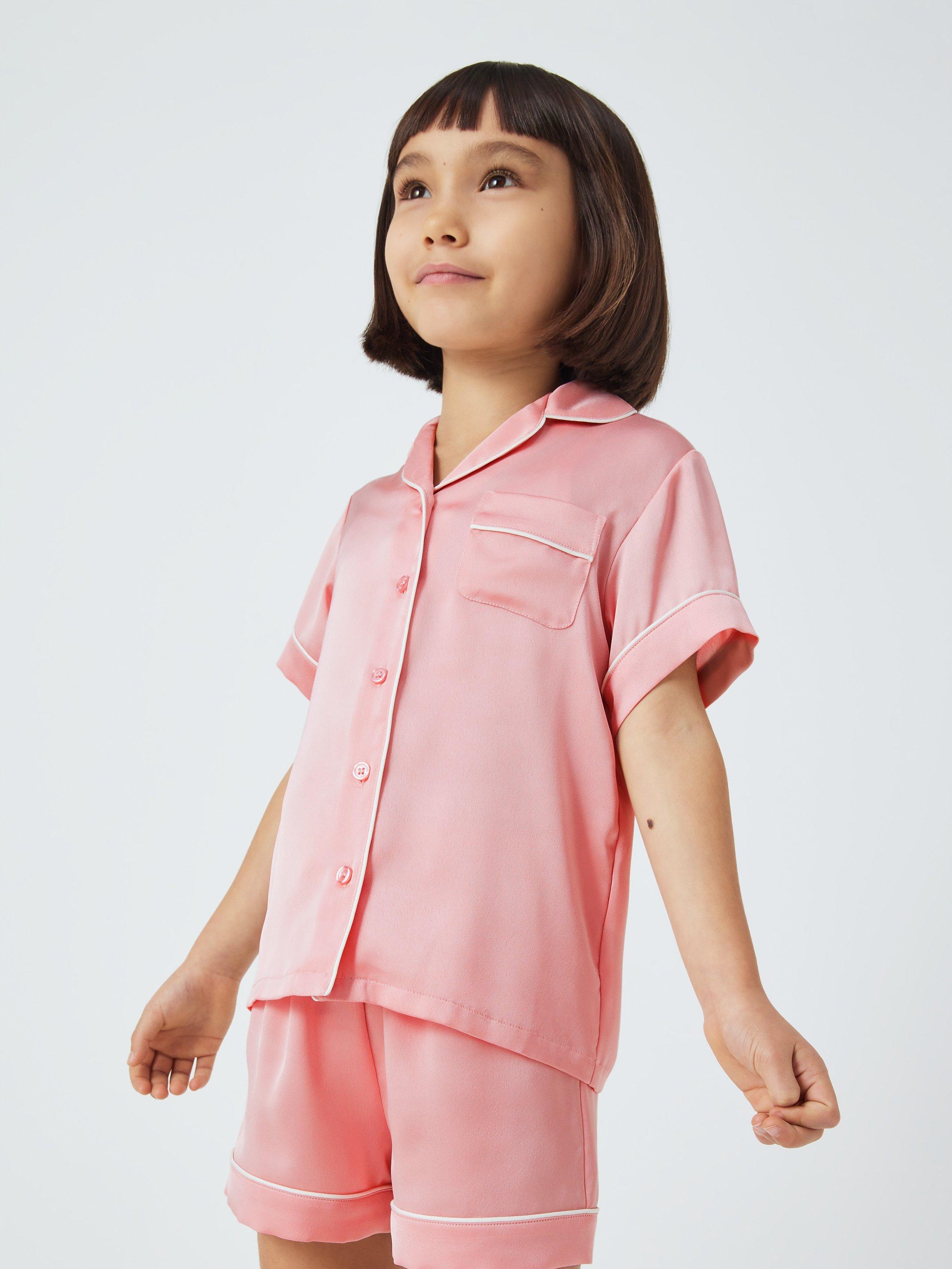 Product image 5 of 7, which shows John Lewis Kids' Satin Shortie Pyjamas, Pink, 13 years