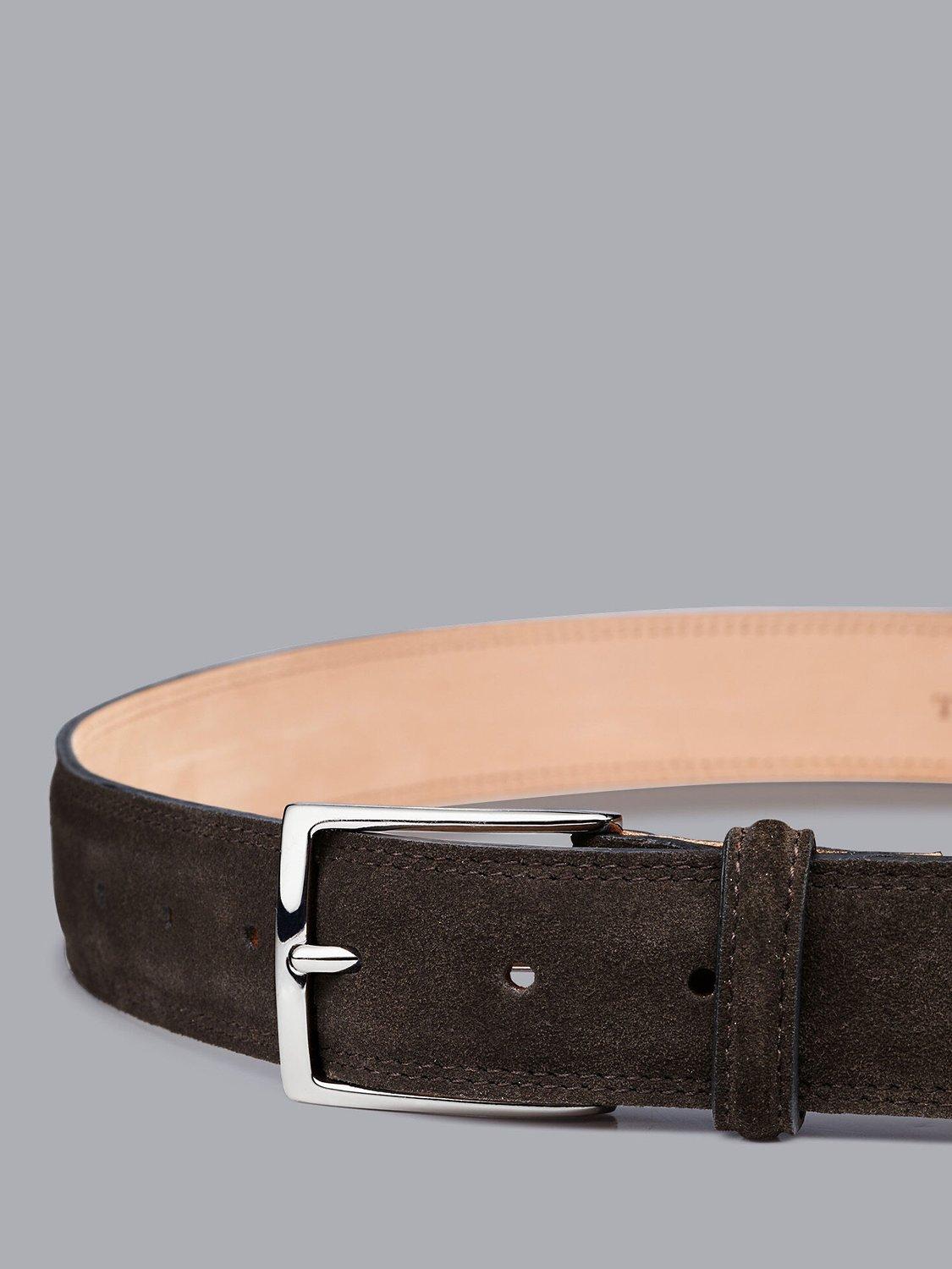 Charles Tyrwhitt Made in England Suede Belt Chocolate