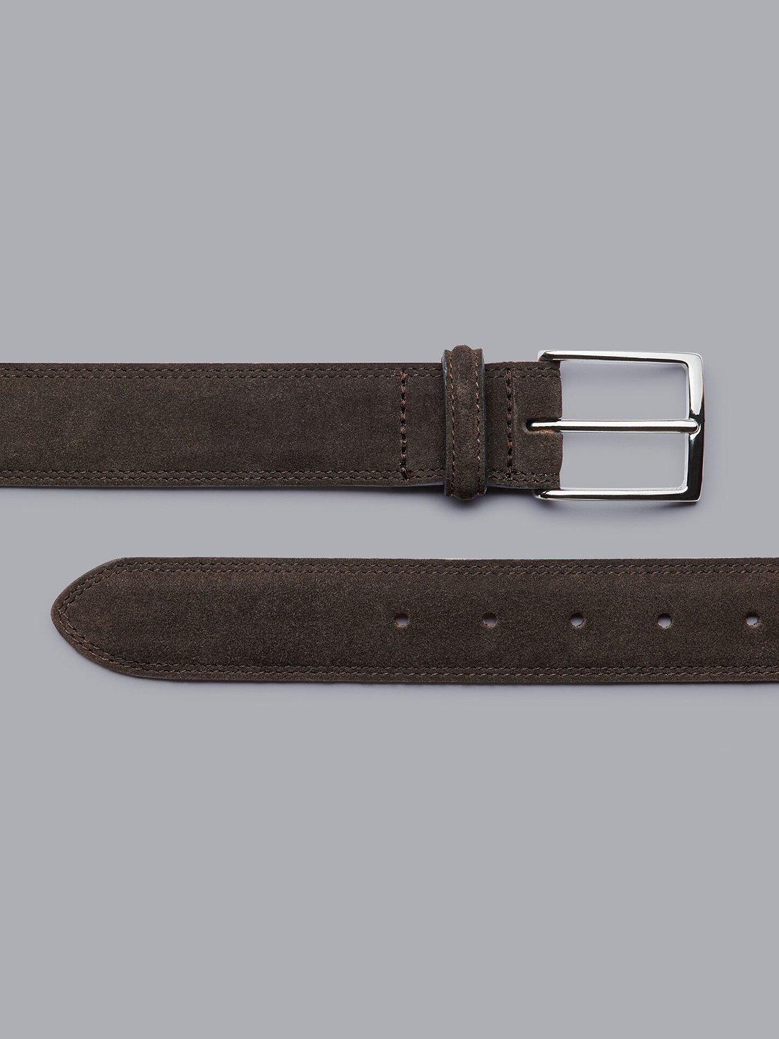 Product image 2 of 2, which shows Charles Tyrwhitt Made in England Suede Belt, Chocolate, 32