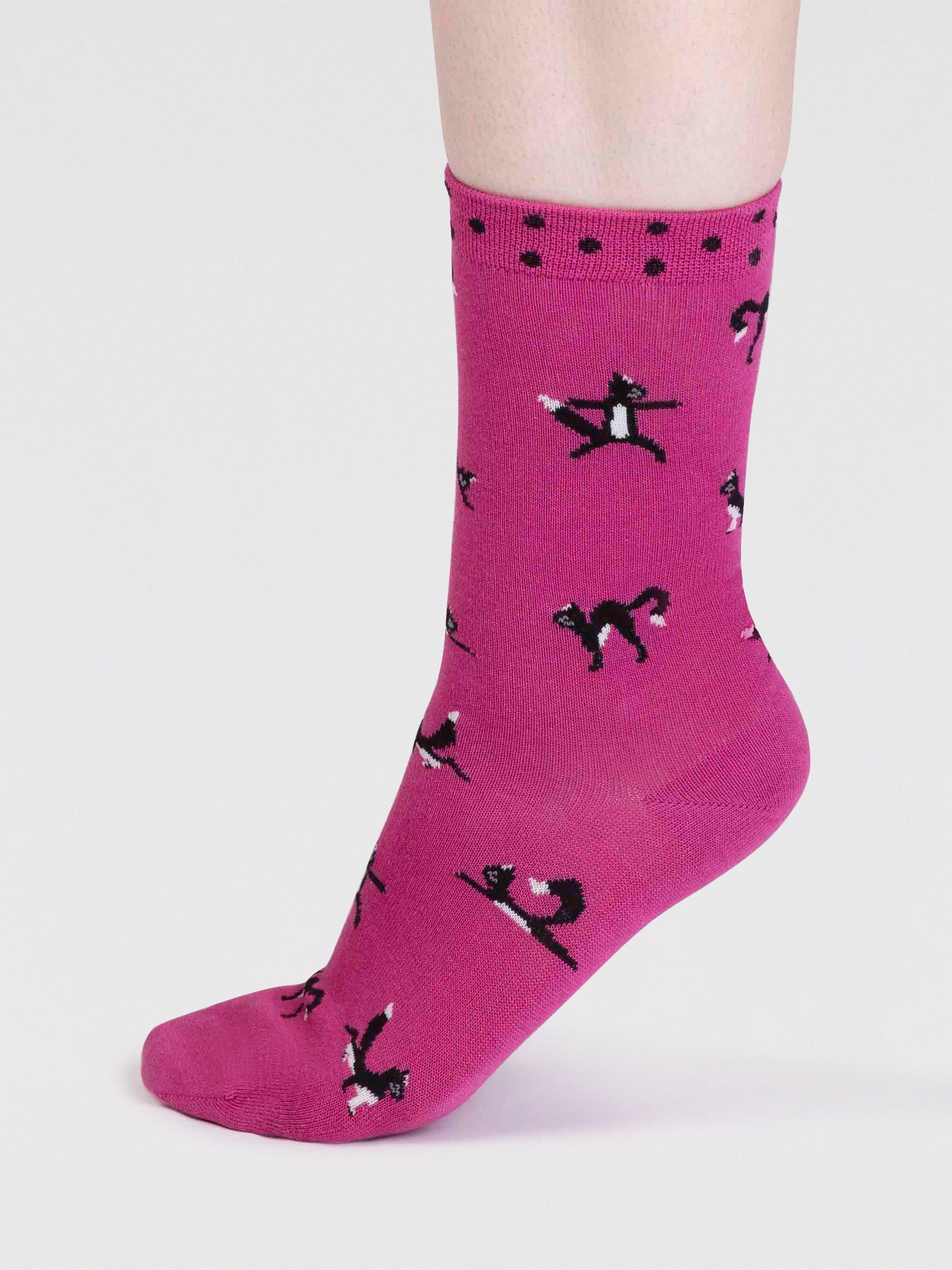 Thought Organic Cotton Blend Cat/Stripe Socks, Pack of 3