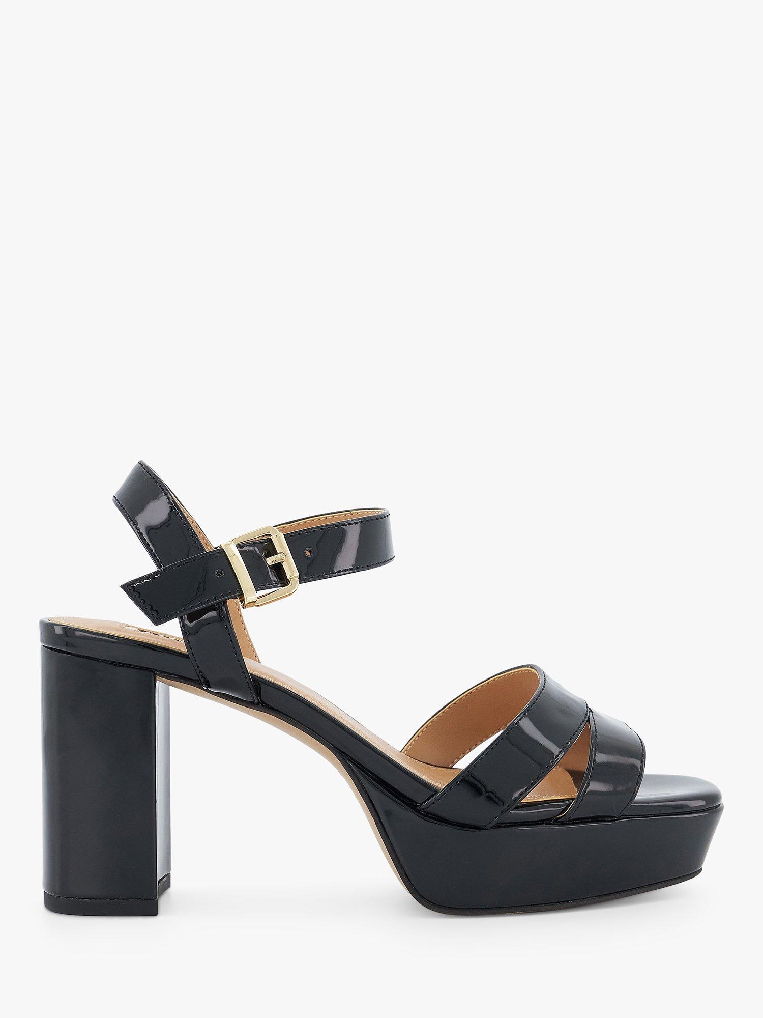 Dune Molton Platform Sandals, Black