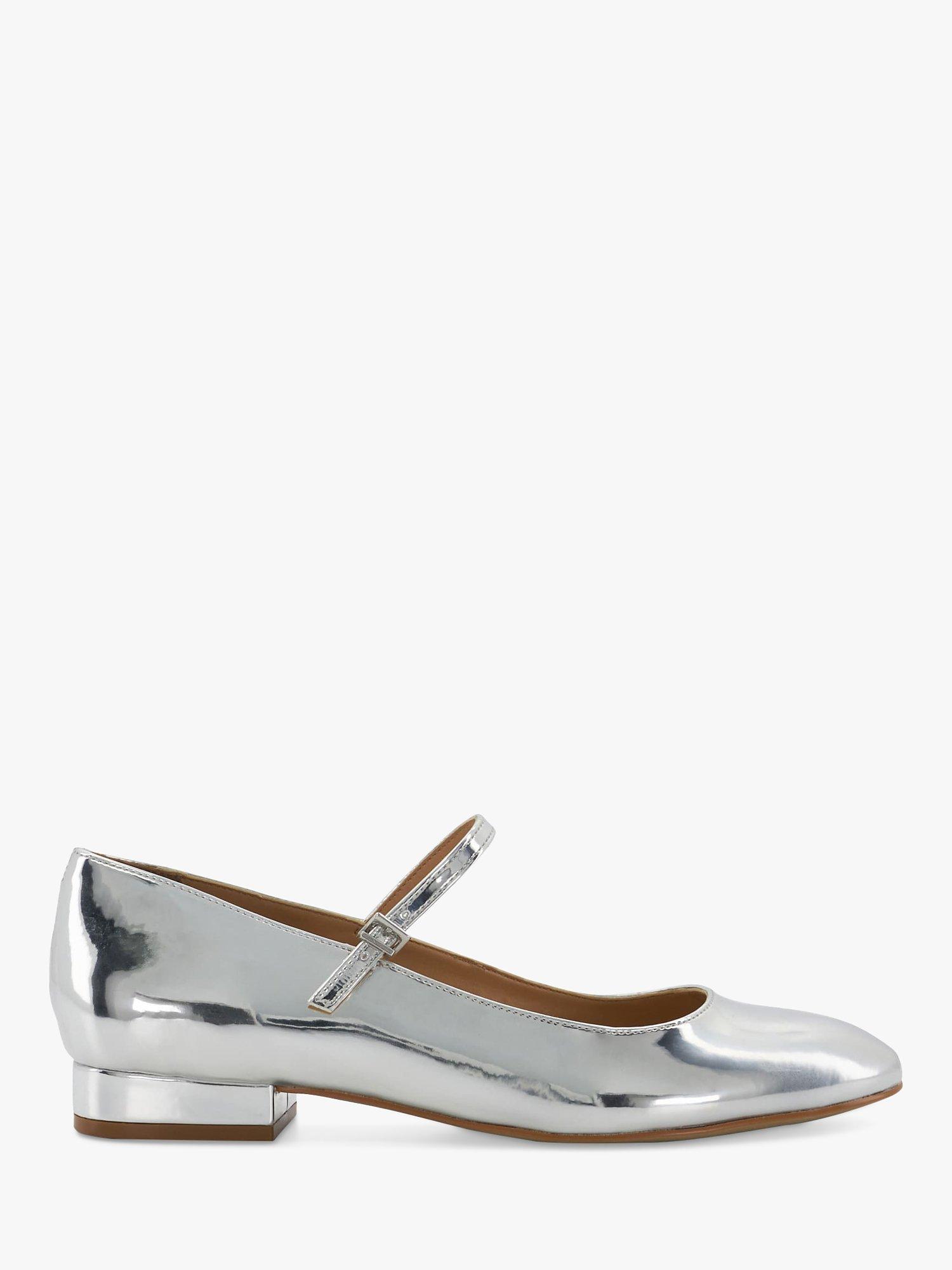 Dune Hipplie Mary Jane Shoes, Silver-patent