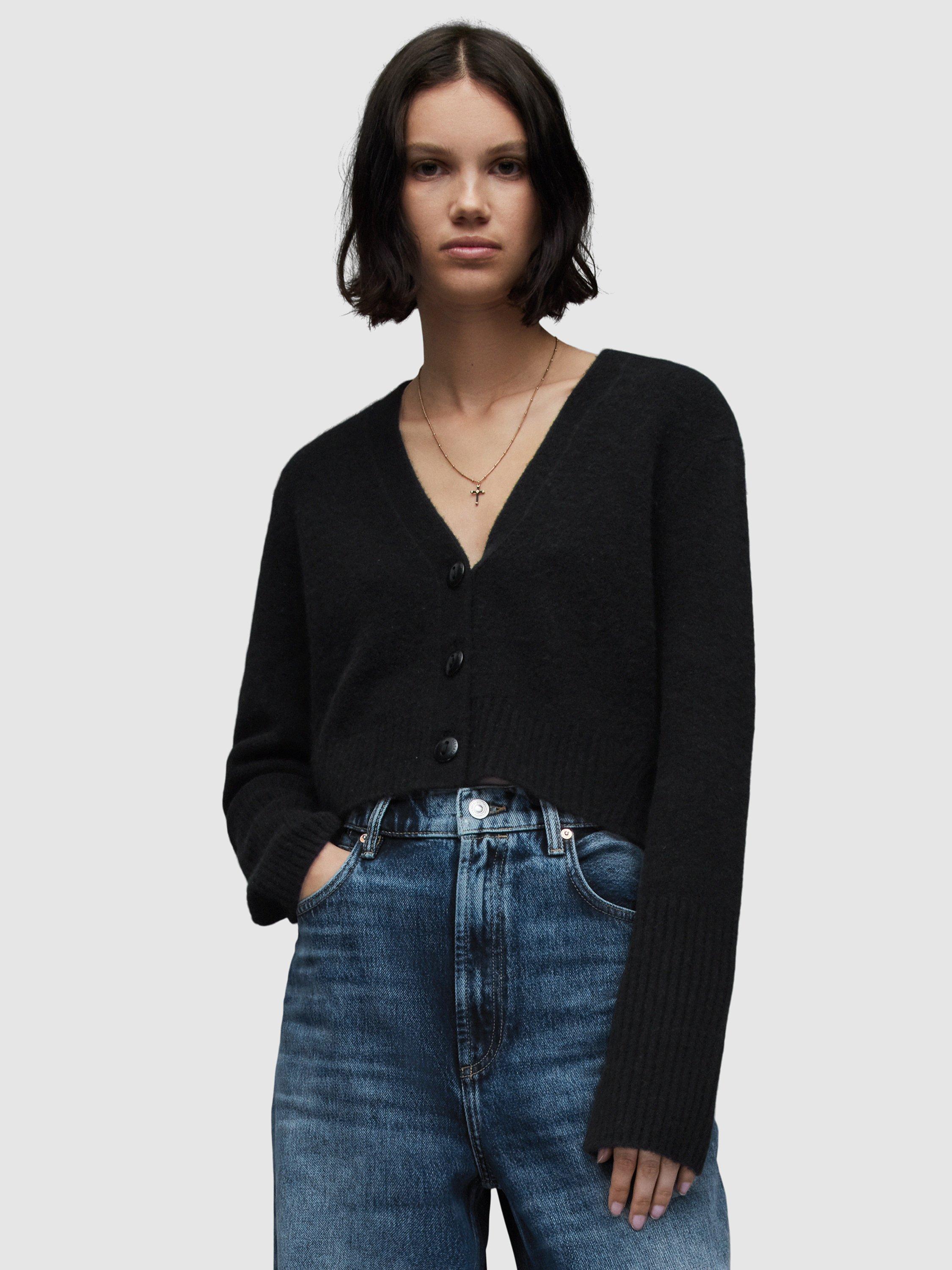 AllSaints Wick Wool Blend Cardigan, Black