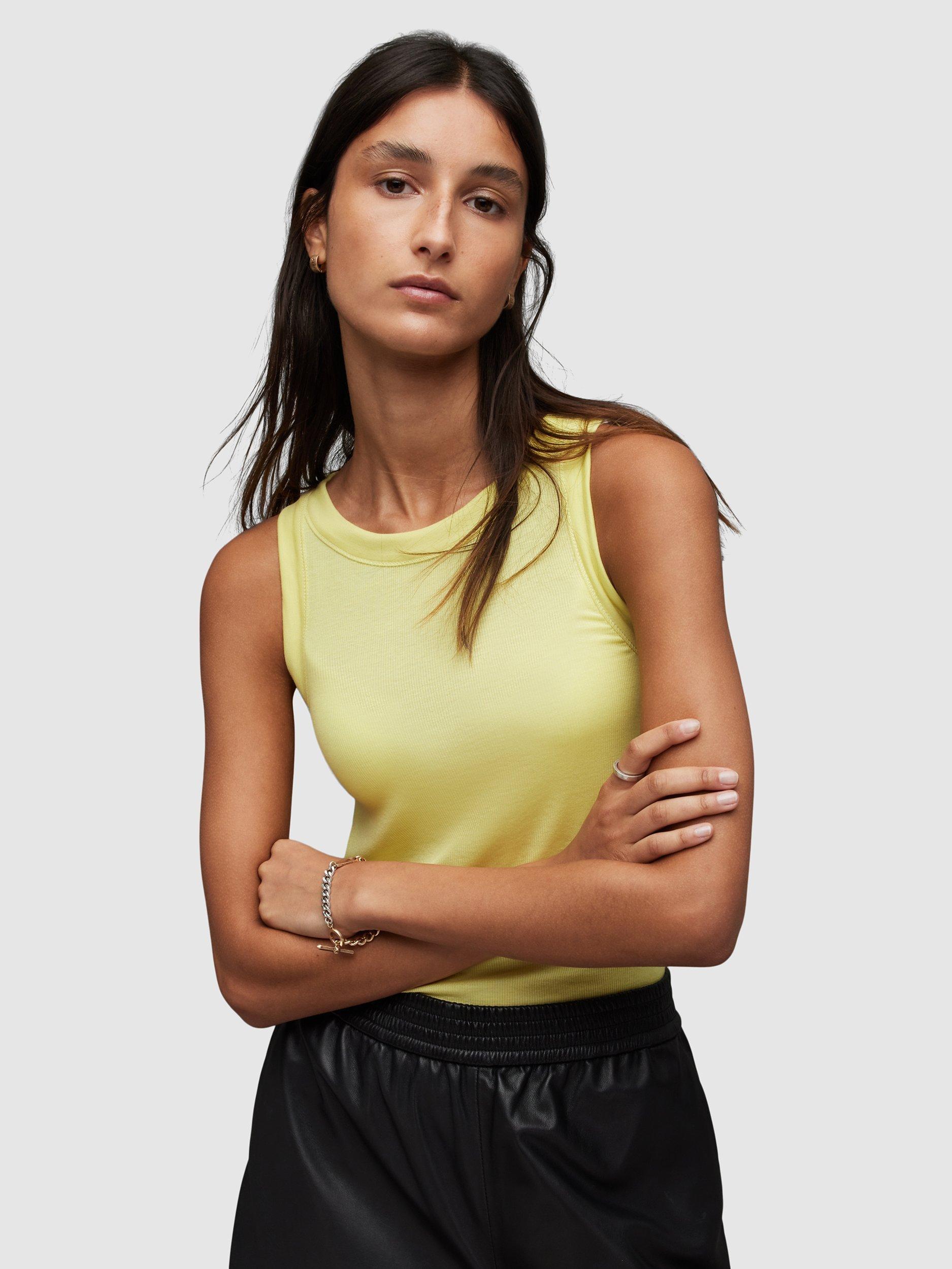 AllSaints Rina Bodycon Tank Top, Honey Yellow
