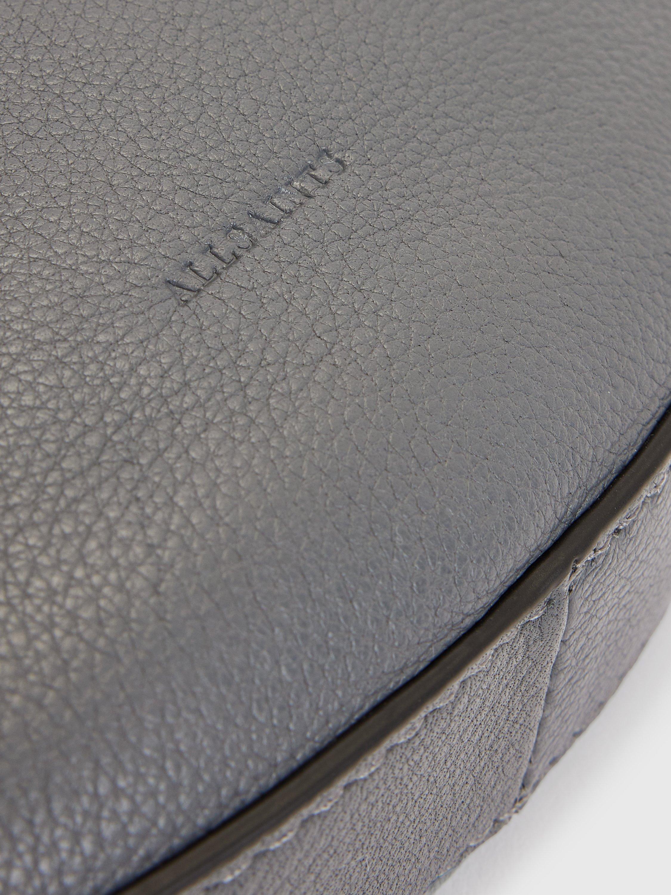 Product image 5 of 7, which shows AllSaints Half Moon Leather Cross Body Bag, Slate Grey
