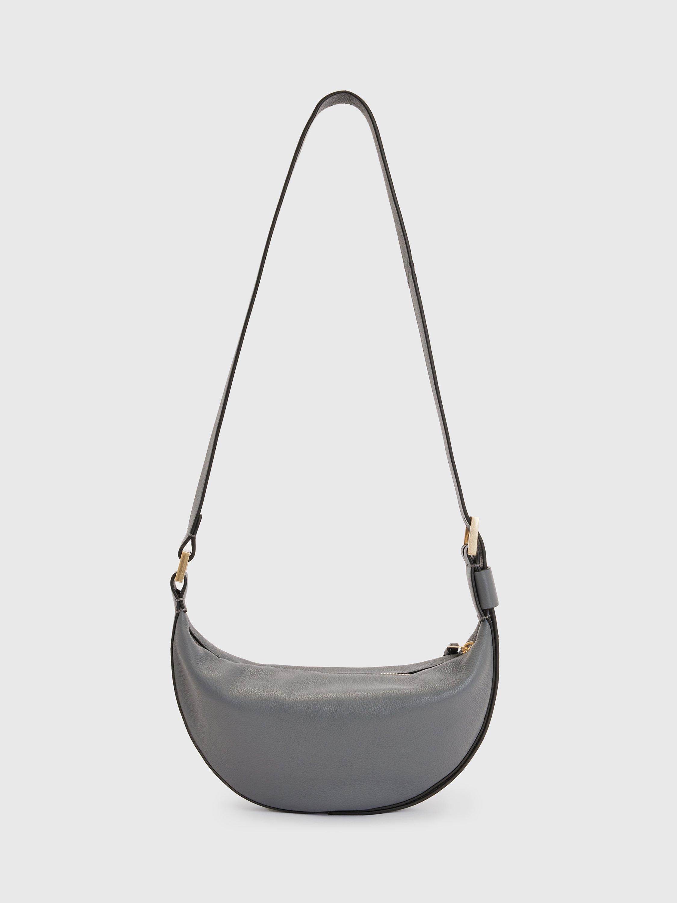 Product image 7 of 7, which shows AllSaints Half Moon Leather Cross Body Bag, Slate Grey