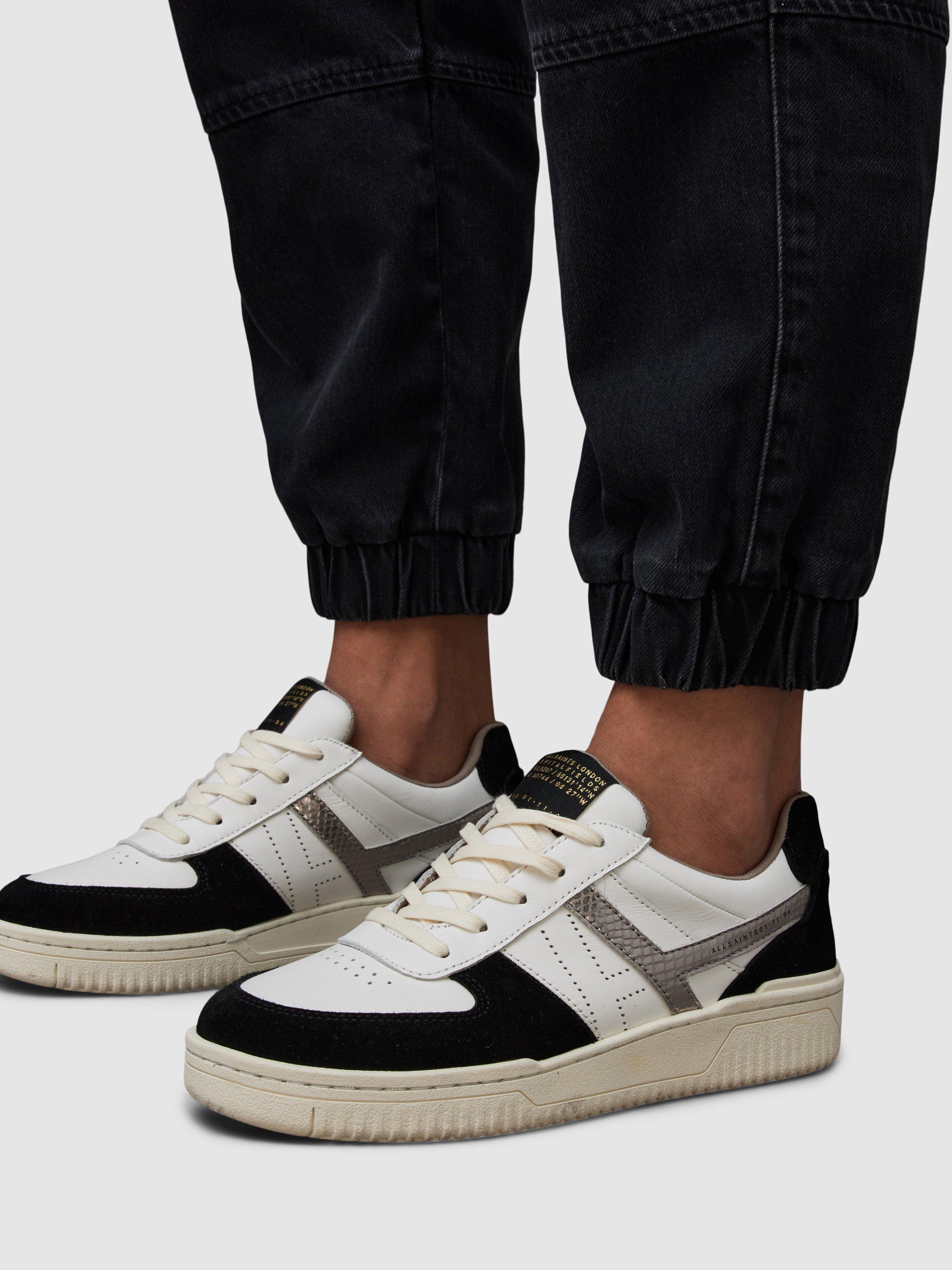 Product image 5 of 7, which shows AllSaints Vix Low Top Leather and Suede Trainers, White/Black/Gunmetal, 3