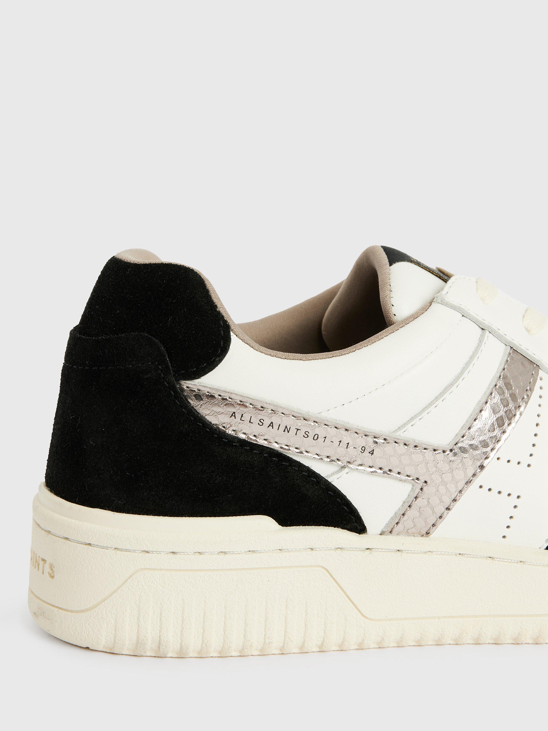 Product image 6 of 7, which shows AllSaints Vix Low Top Leather and Suede Trainers, White/Black/Gunmetal, 3