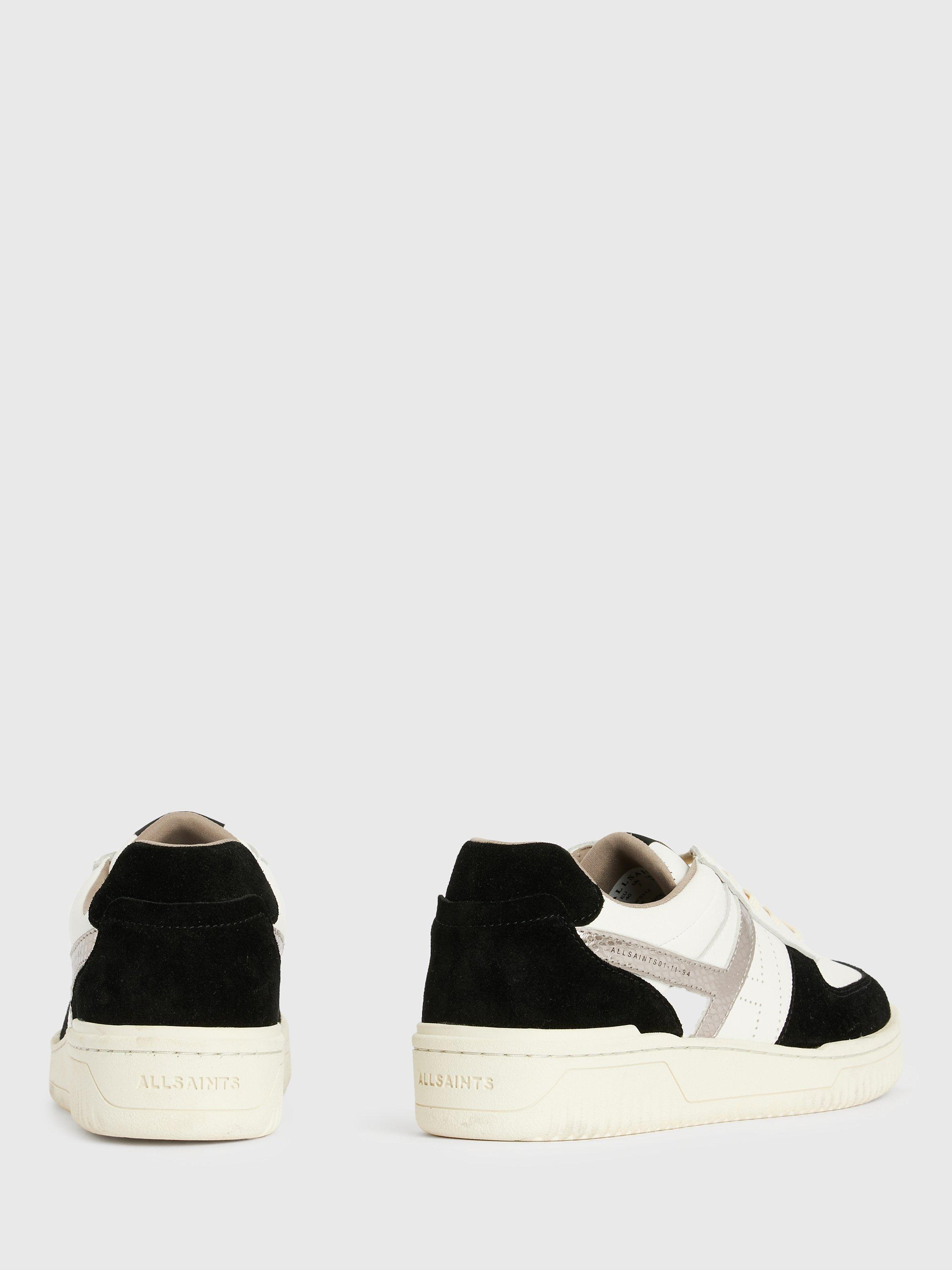 Product image 7 of 7, which shows AllSaints Vix Low Top Leather and Suede Trainers, White/Black/Gunmetal, 3