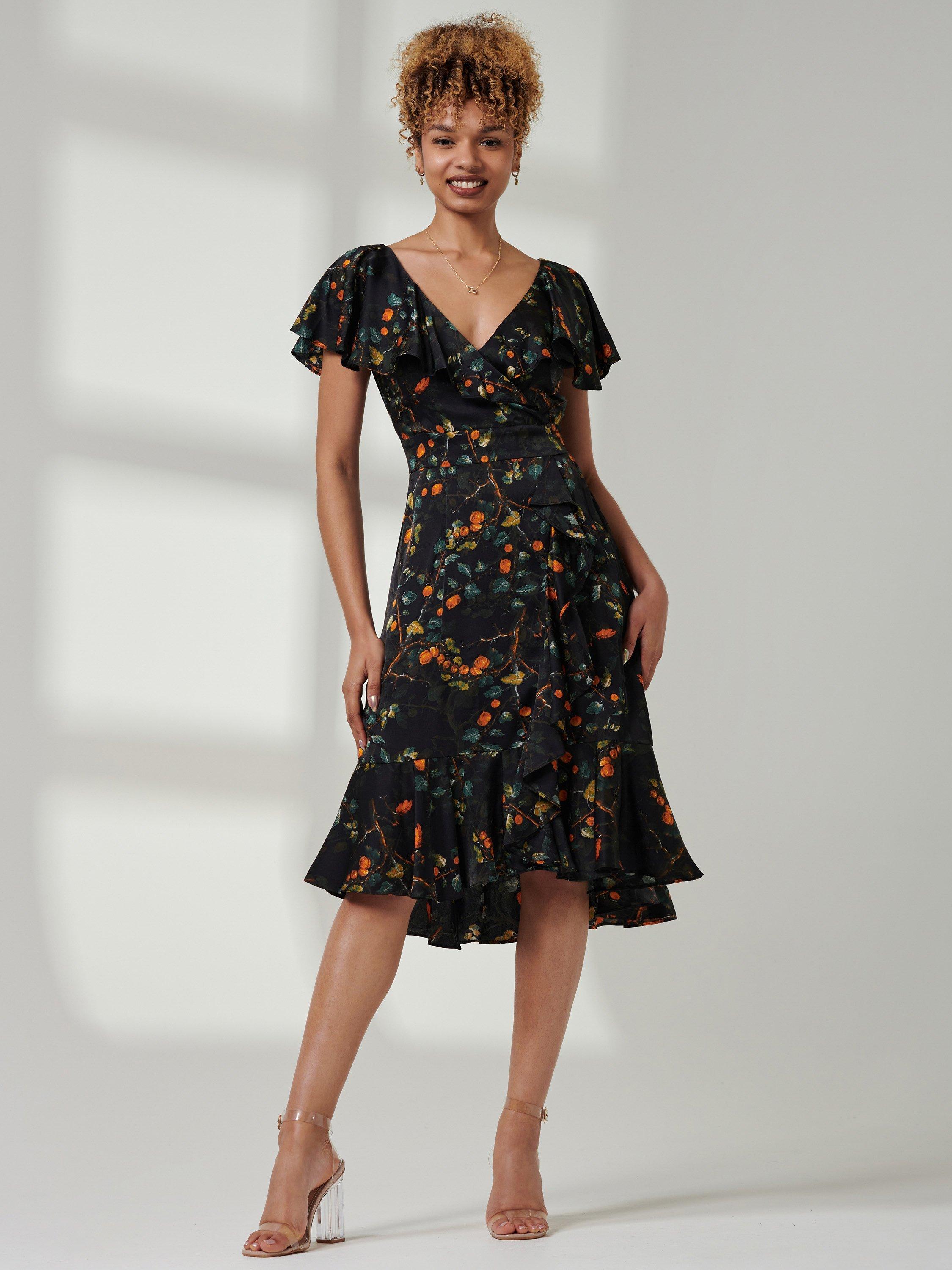 Jolie Moi Julissa Satin Flare Hem Dress