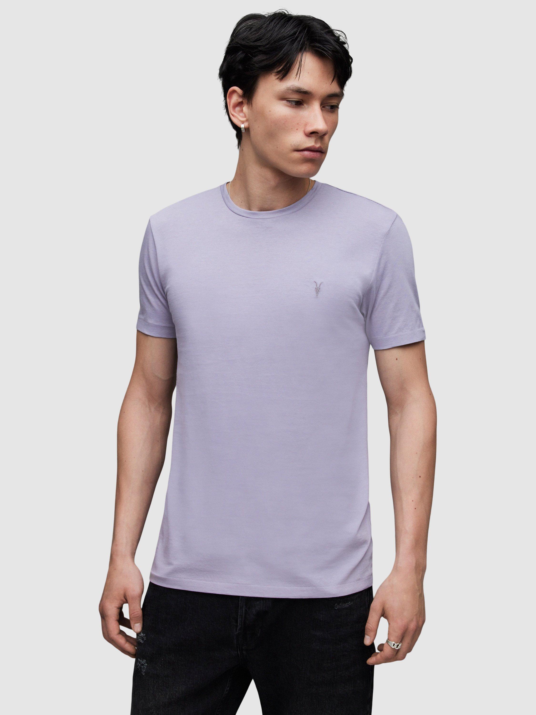Product image 1 of 5, which shows AllSaints Brace Crew Neck T-Shirt, Fresh Lilac, XS
