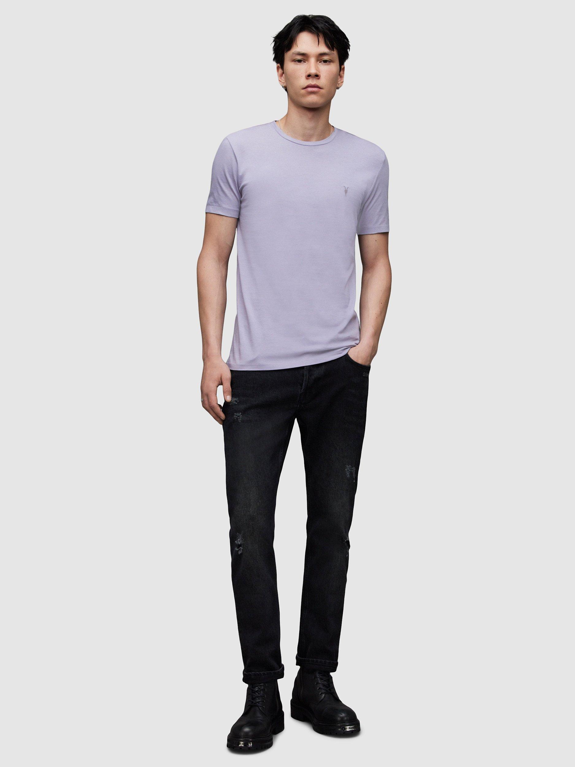 Product image 3 of 5, which shows AllSaints Brace Crew Neck T-Shirt, Fresh Lilac, XS